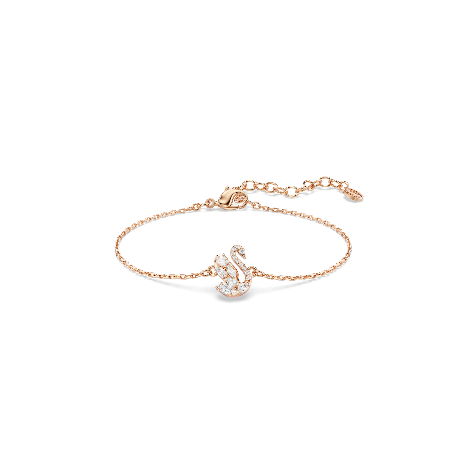 Swan bracelet, Mixed cuts, Swan, White, 18K rose gold finish
