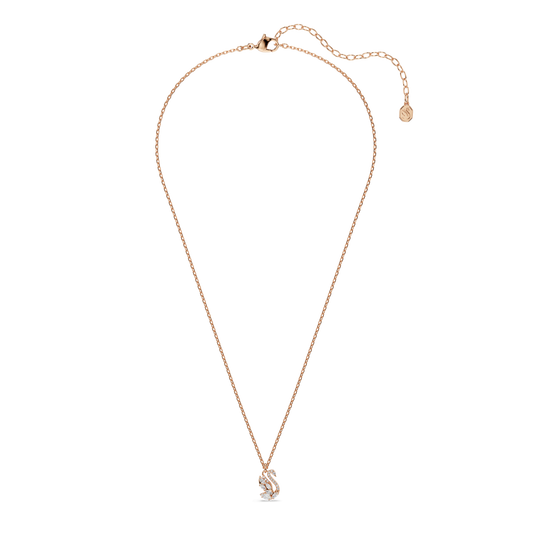 Swan pendant, Mixed cuts, Swan, White, 18K rose gold finish