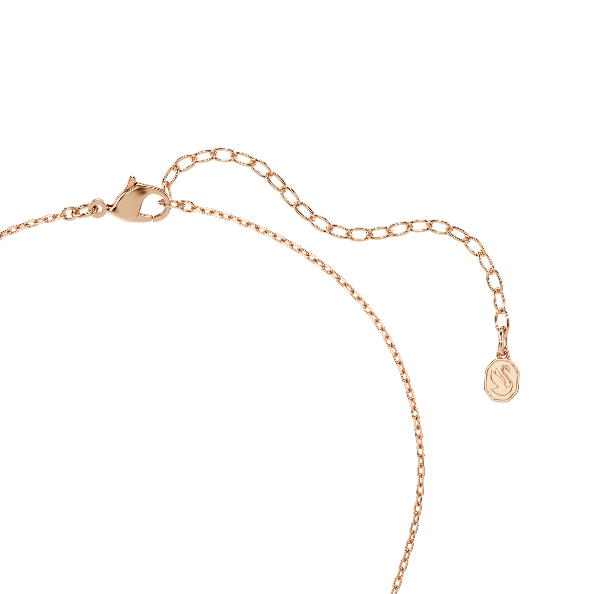 Swan pendant, Mixed cuts, Swan, White, 18K rose gold finish