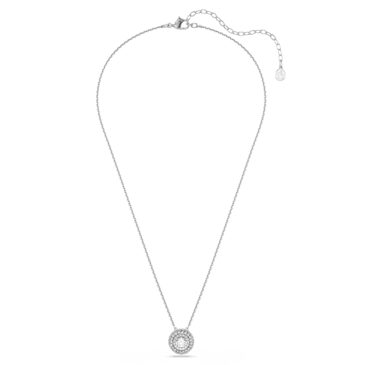 Sublima pendant, Round cut, White, Rhodium plated