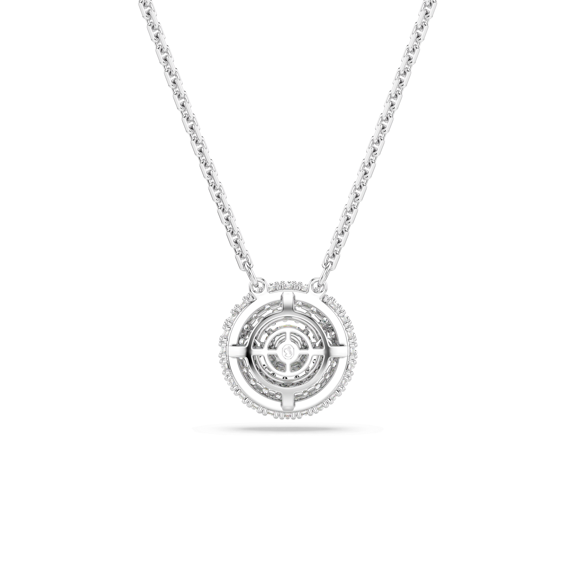 Sublima pendant, Round cut, White, Rhodium plated