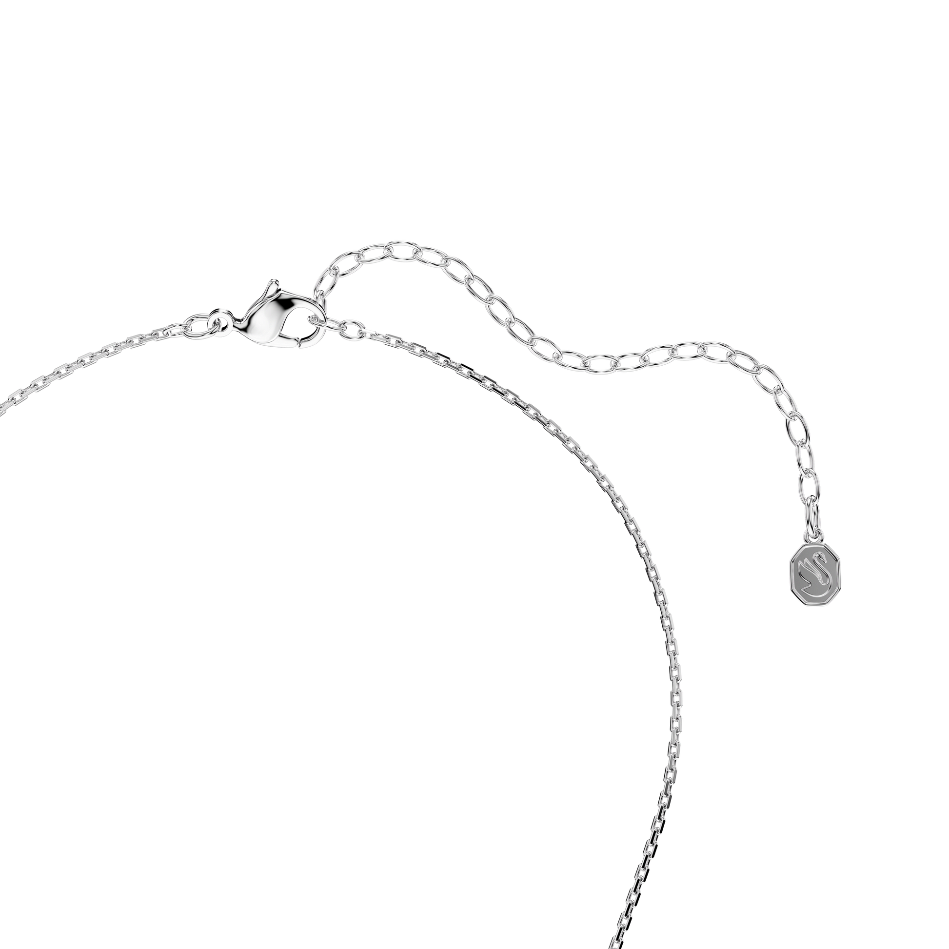 Constella pendant, Round cut, Dancing stone, White, Rhodium plated
