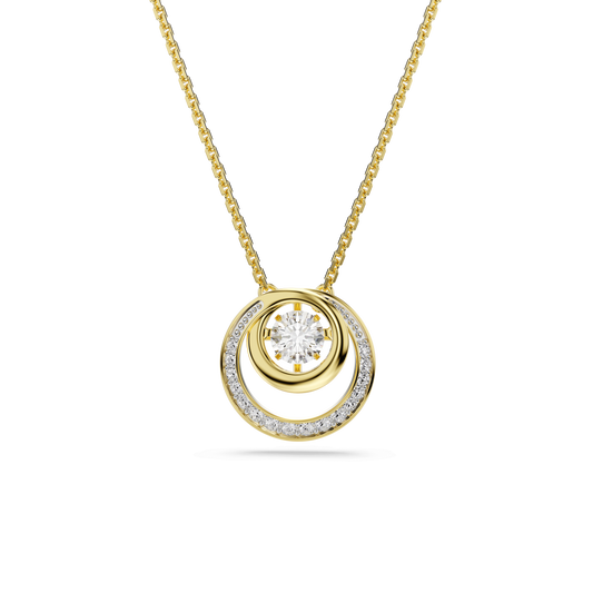 Hyperbola pendant, Round cut, White, 18K gold finish