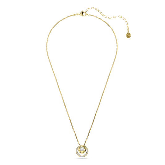 Hyperbola pendant, Round cut, White, 18K gold finish