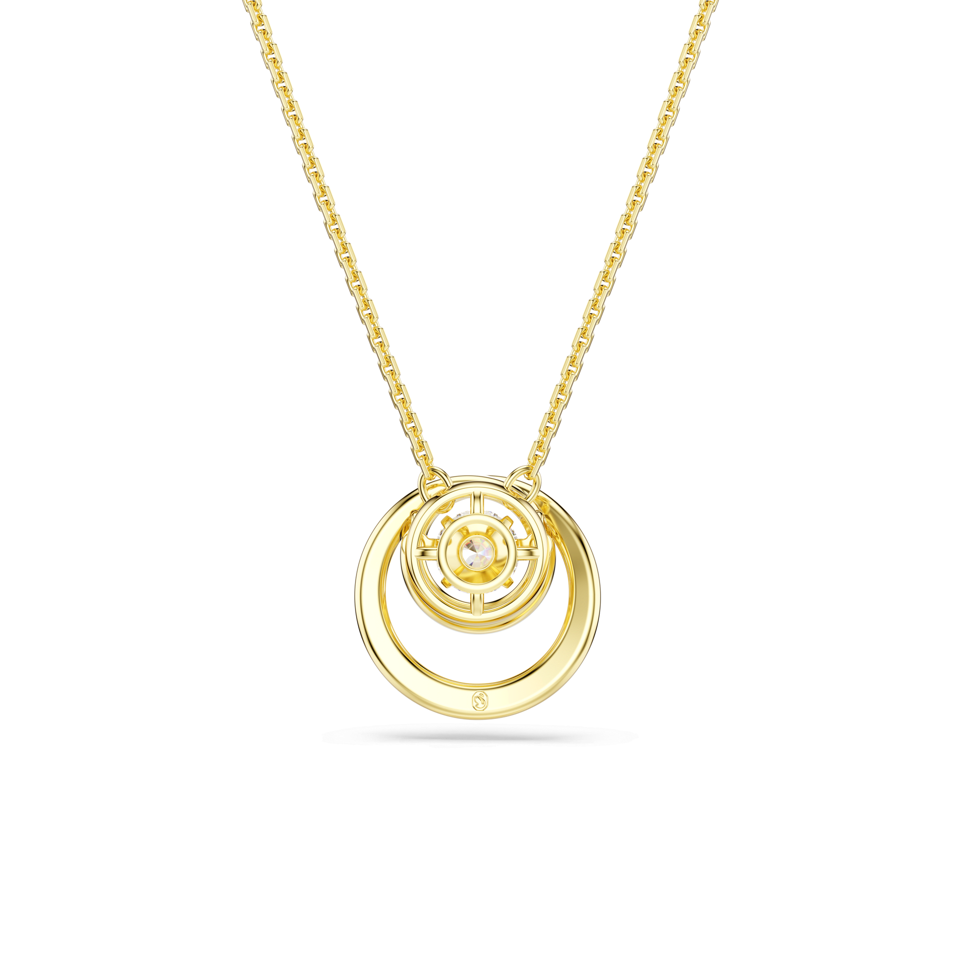 Hyperbola pendant, Round cut, White, 18K gold finish