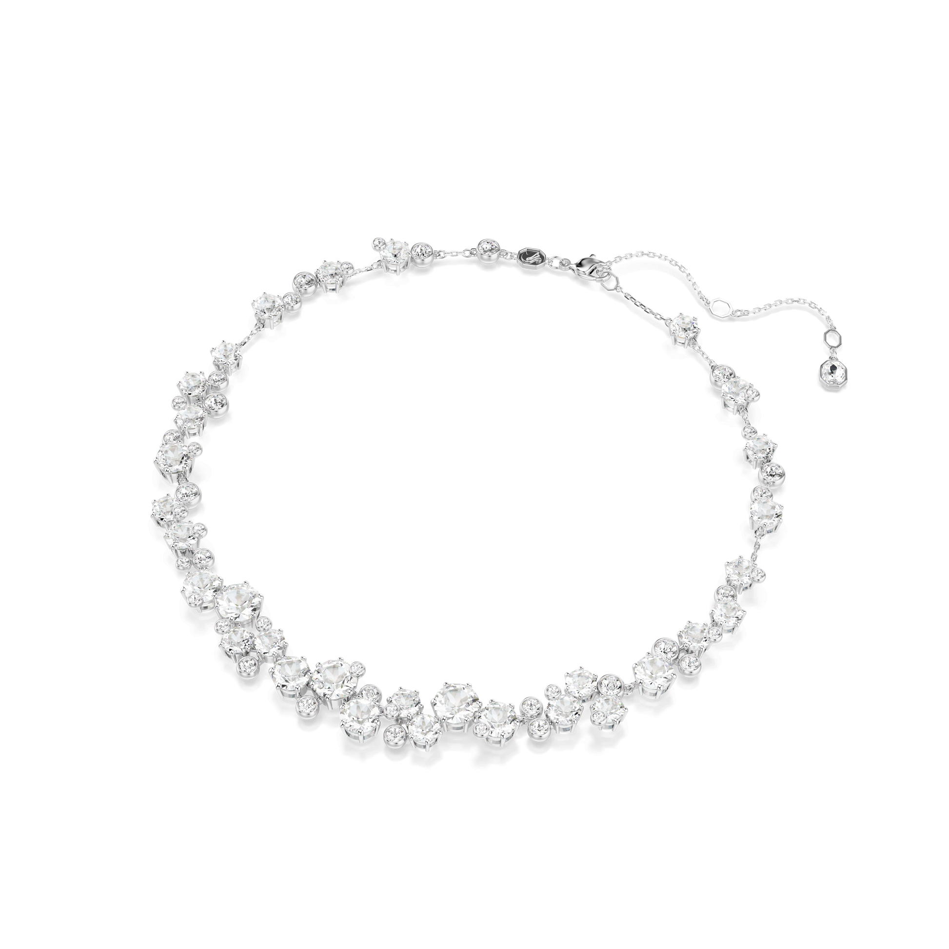 Constella set, Mixed cuts, White, Rhodium plated