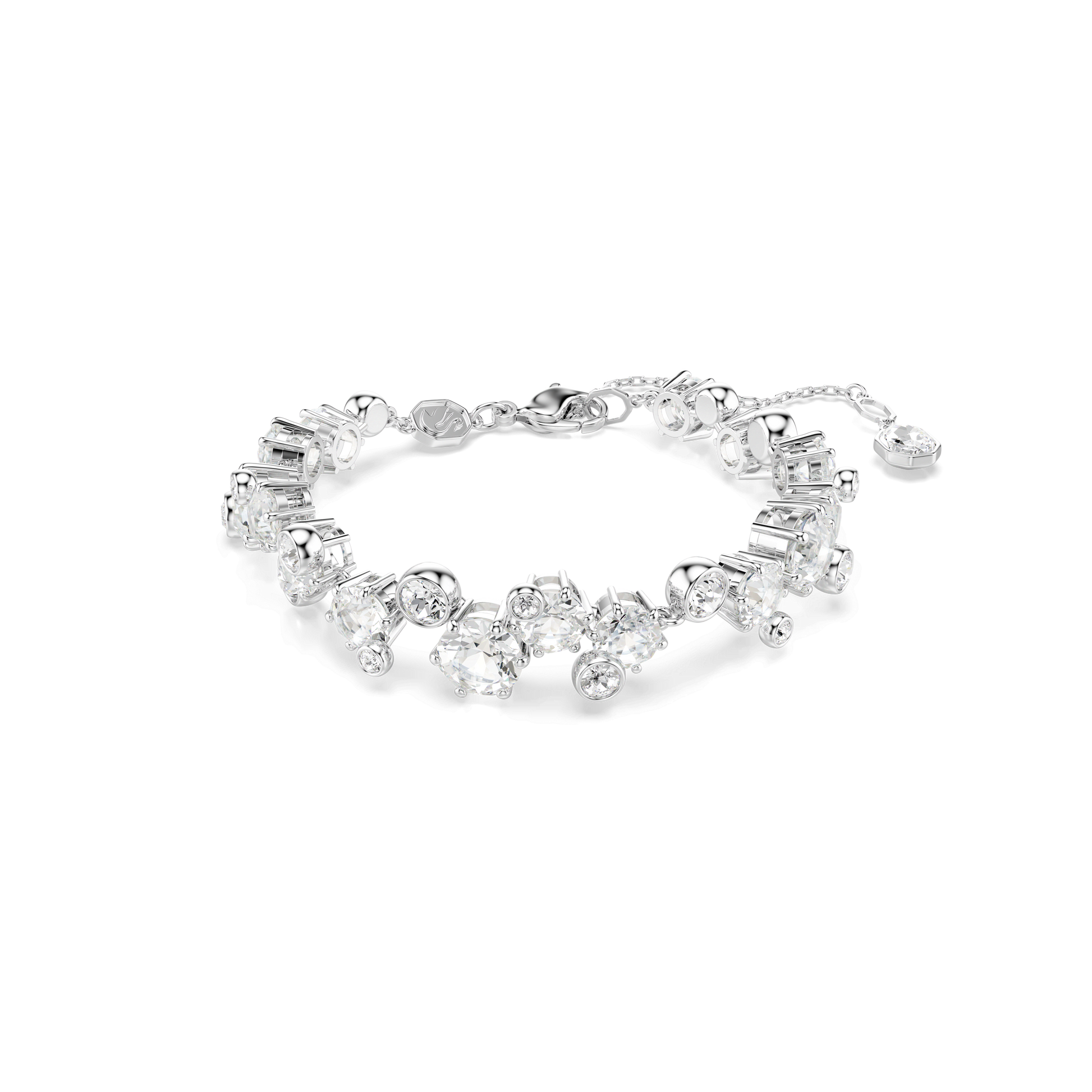 Constella set, Mixed cuts, White, Rhodium plated