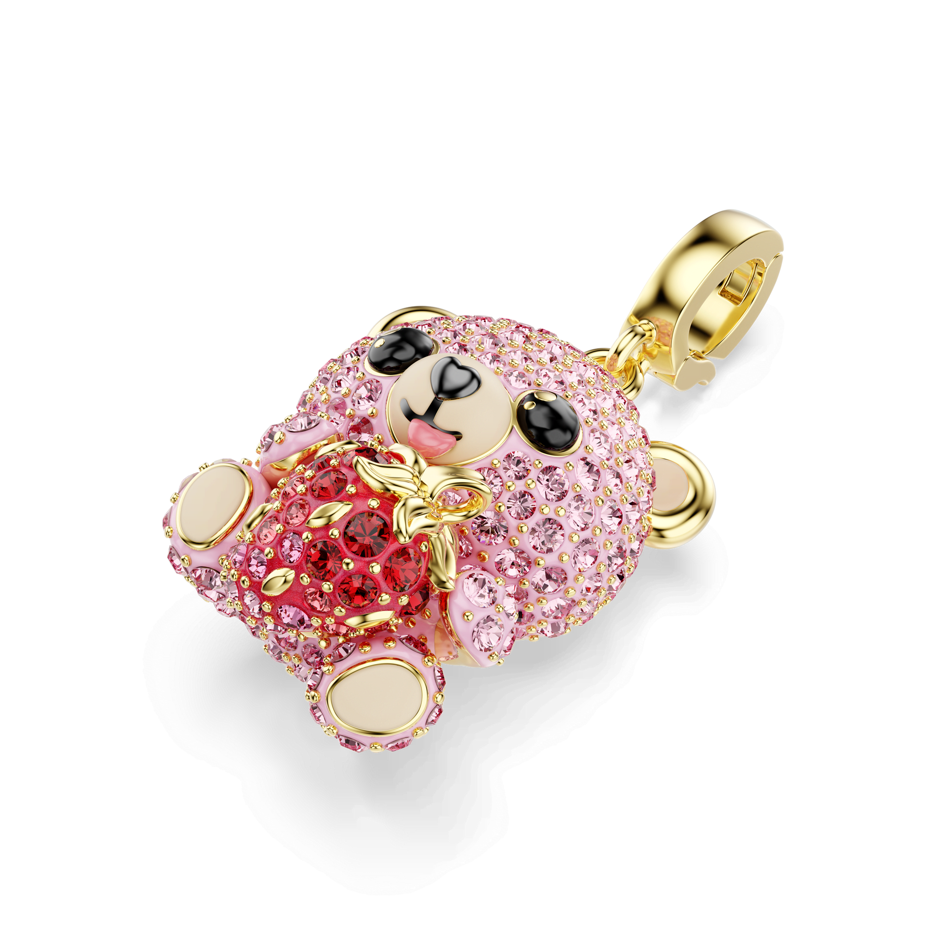 Idyllia charm, Mixed cuts, Teddy, Pink, 18K gold finish