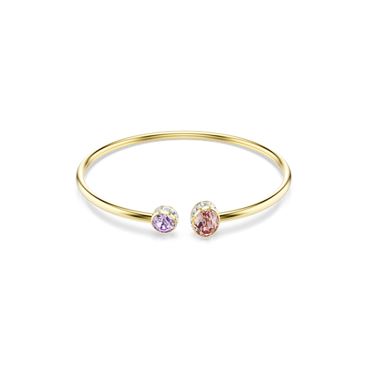 Chroma bangle, Mixed cuts, Multicolored, 18K gold finish