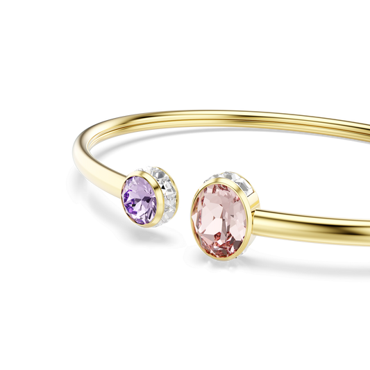 Chroma bangle, Mixed cuts, Multicolored, 18K gold finish
