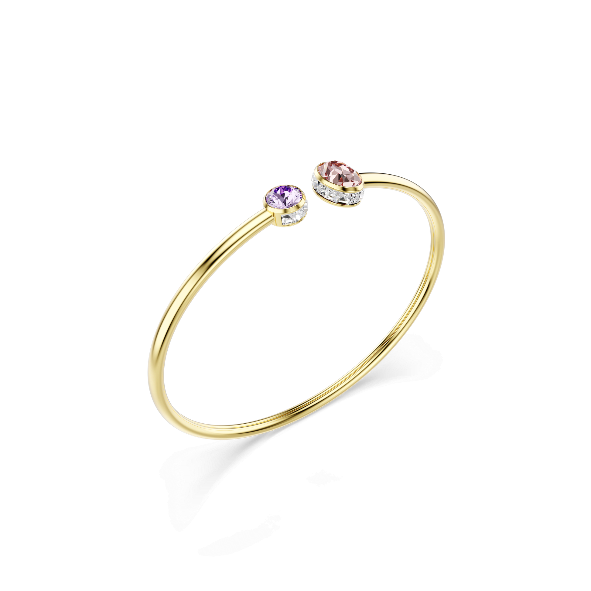 Chroma bangle, Mixed cuts, Multicolored, 18K gold finish