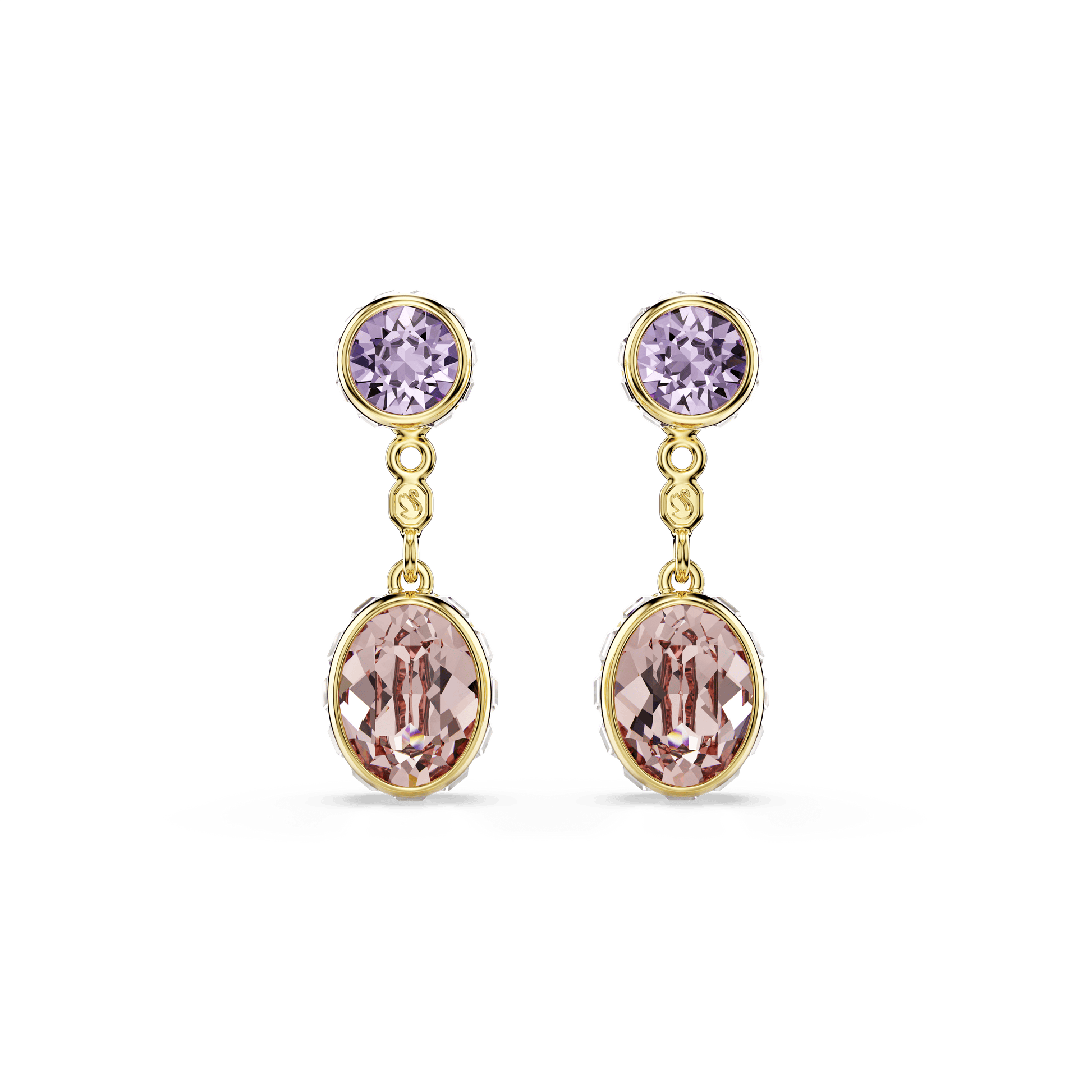 Chroma drop earrings, Mixed cuts, Multicolored, 18K gold finish