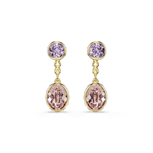 Chroma drop earrings, Mixed cuts, Multicolored, 18K gold finish