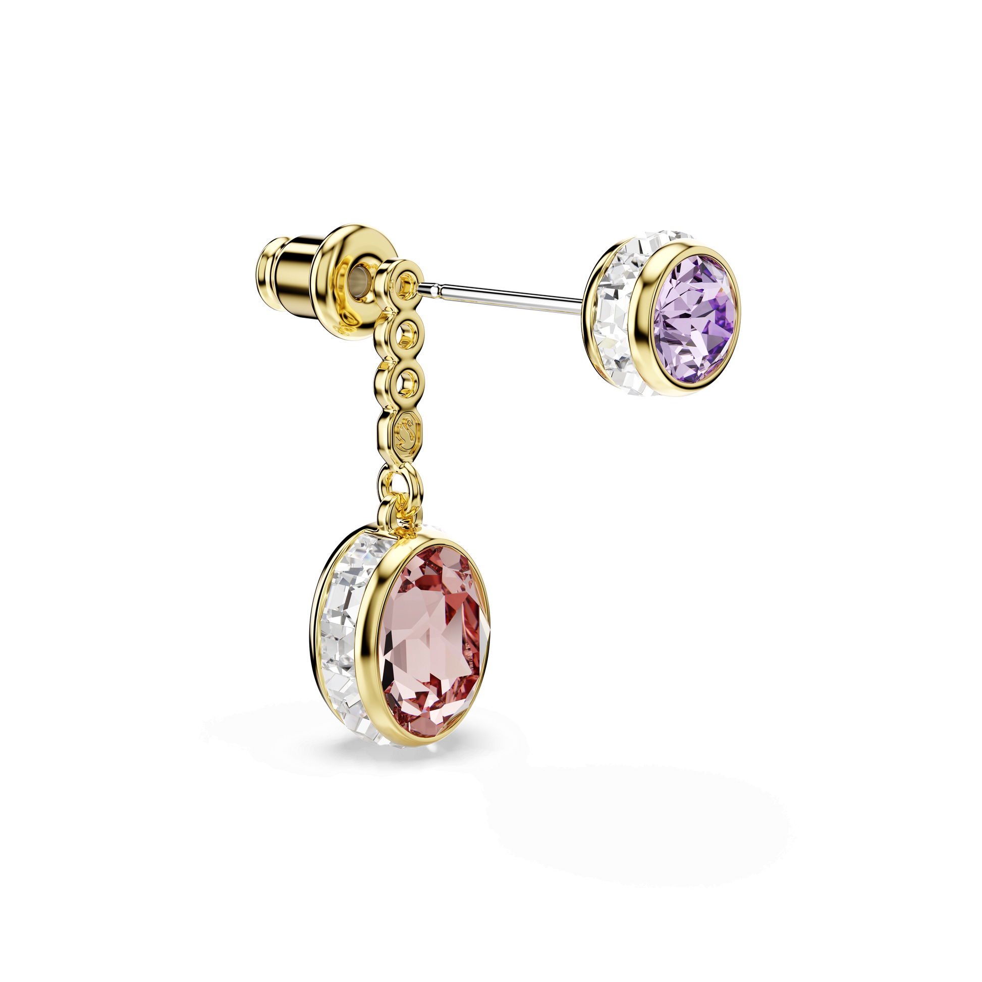 Chroma drop earrings, Mixed cuts, Multicolored, 18K gold finish