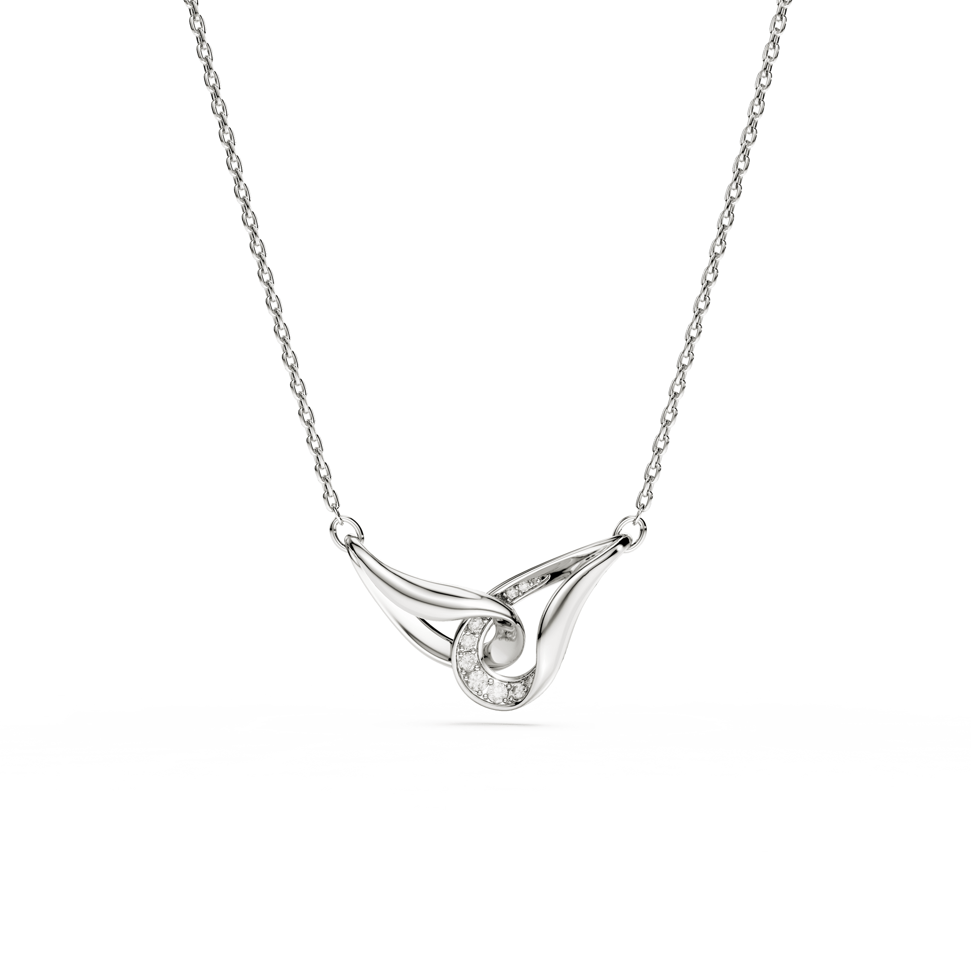 Swarovski Classica pendant, Round cut, Interlocking, White, Sterling silver
