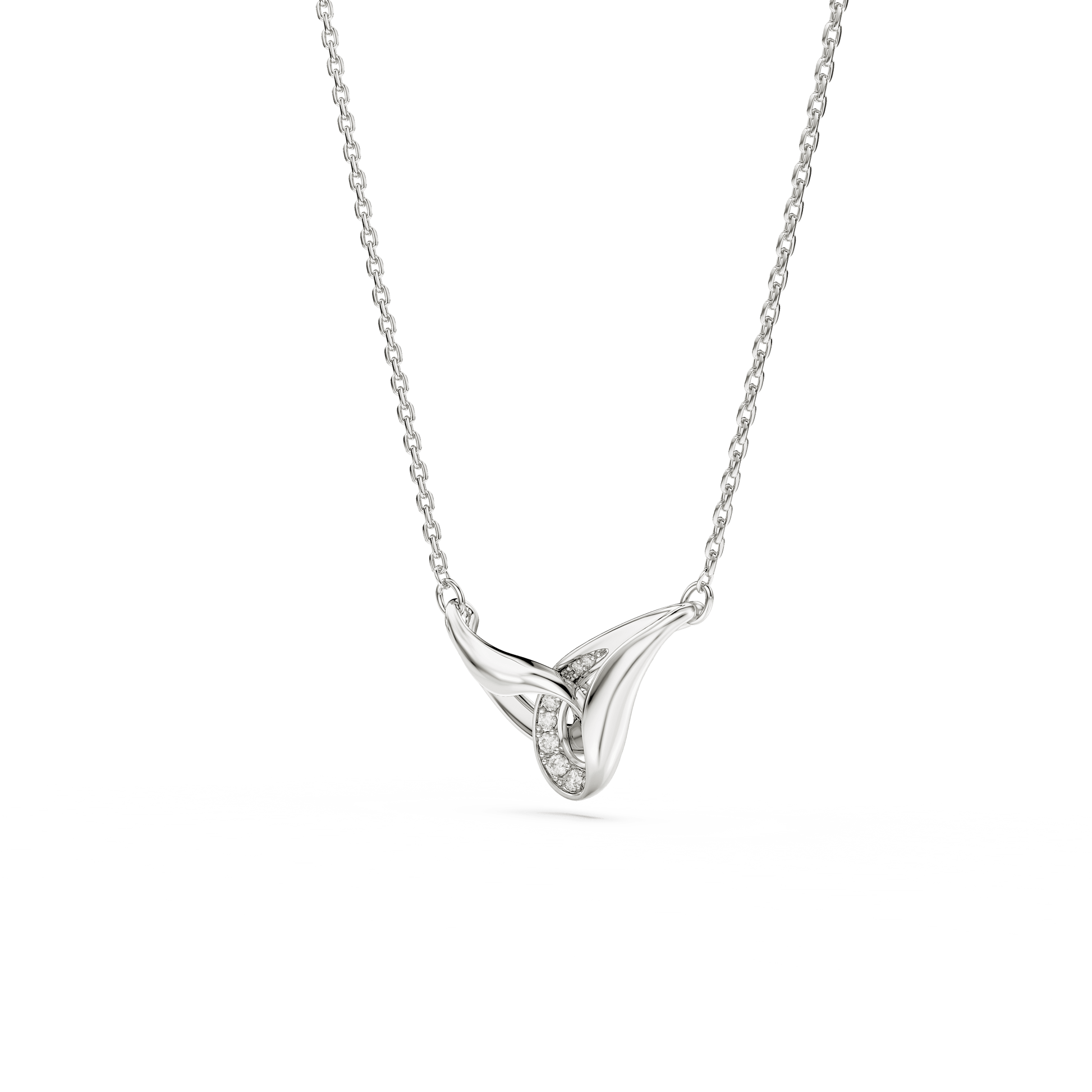 Swarovski Classica pendant, Round cut, Interlocking, White, Sterling silver