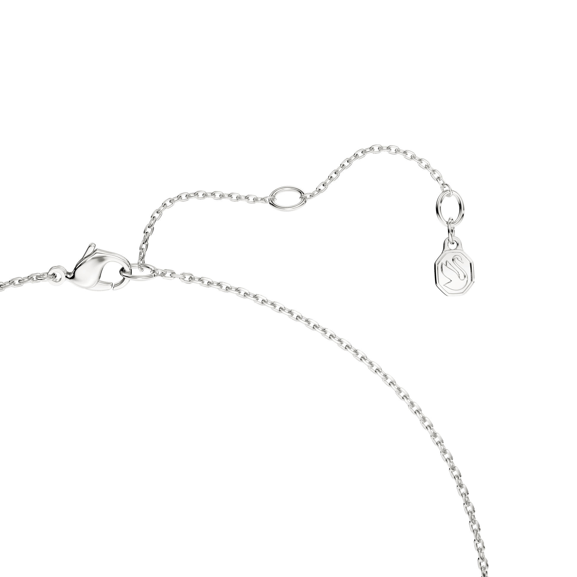 Swarovski Classica pendant, Round cut, Interlocking, White, Sterling silver