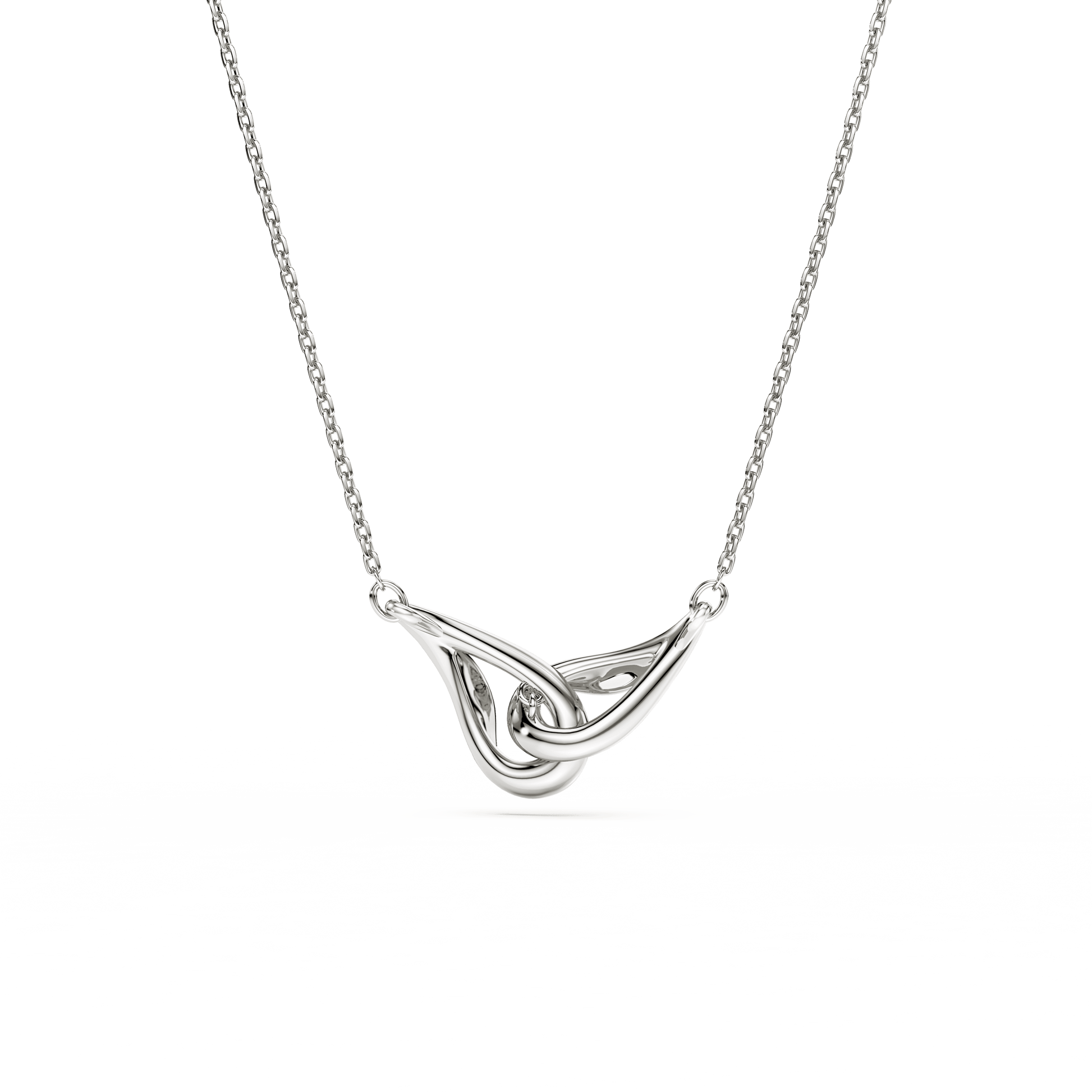 Swarovski Classica pendant, Round cut, Interlocking, White, Sterling silver