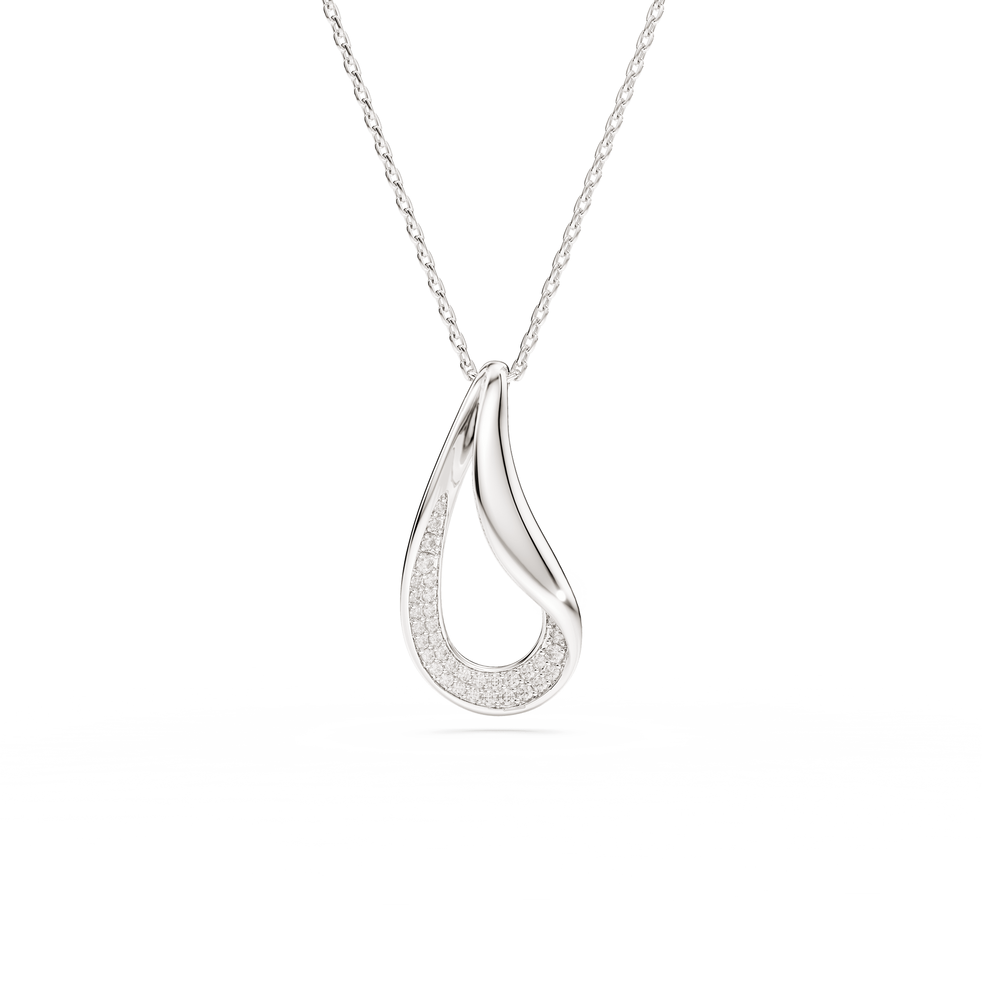 Swarovski Classica pendant, Round cut, Long, White, Sterling silver