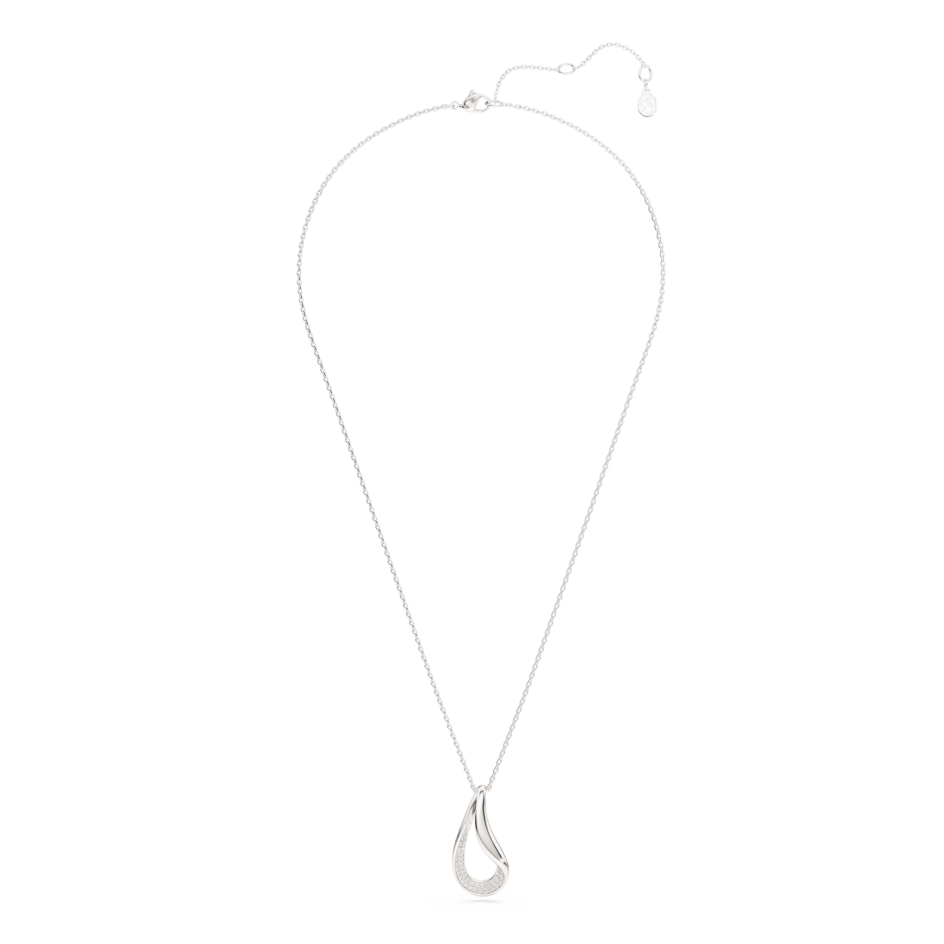 Swarovski Classica pendant, Round cut, Long, White, Sterling silver