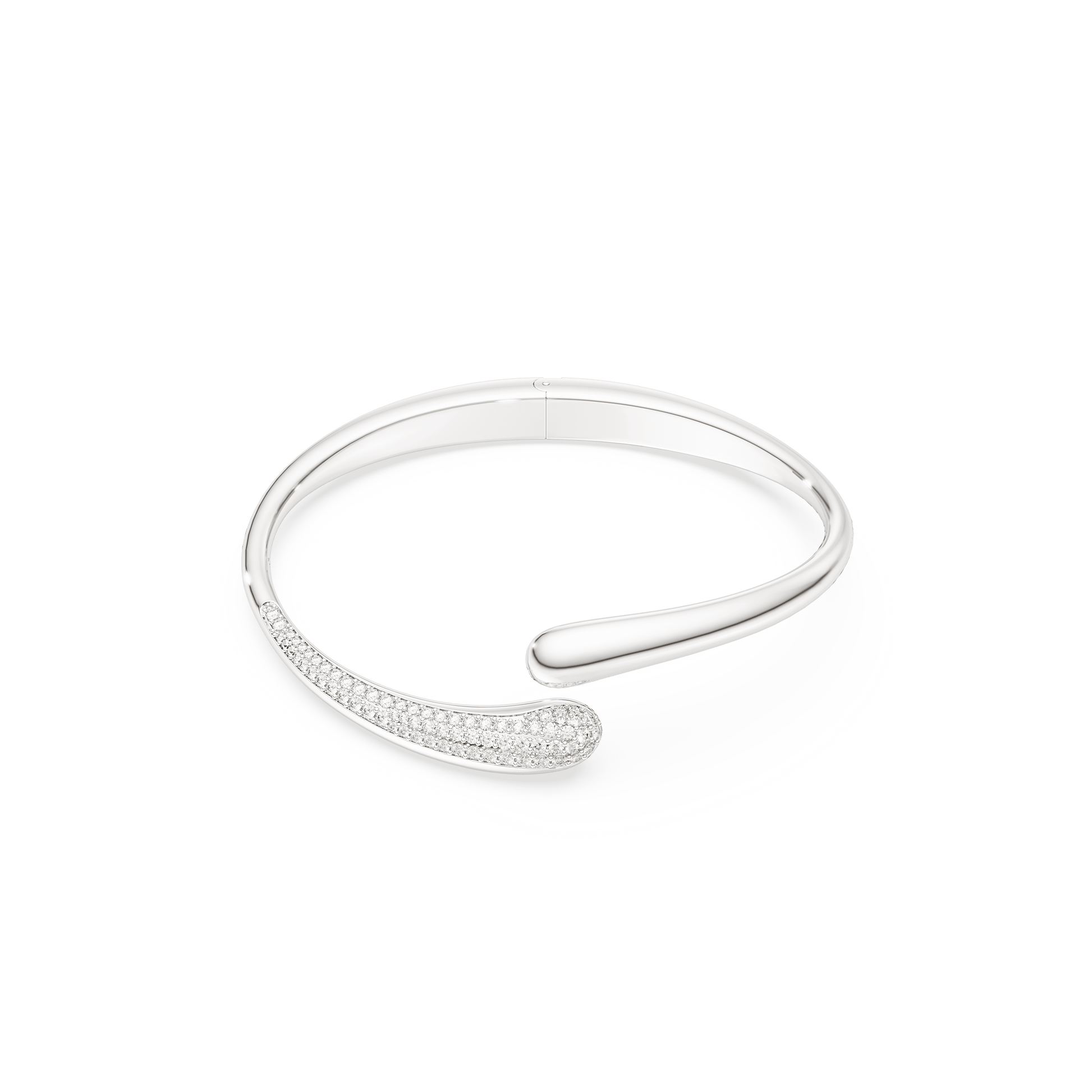 Swarovski Classica bangle, Intertwining, Round cut, White, Sterling silver