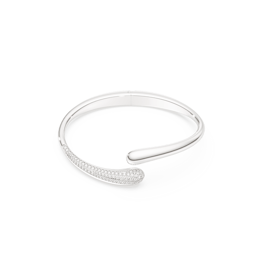 Swarovski Classica bangle, Intertwining, Round cut, White, Sterling silver