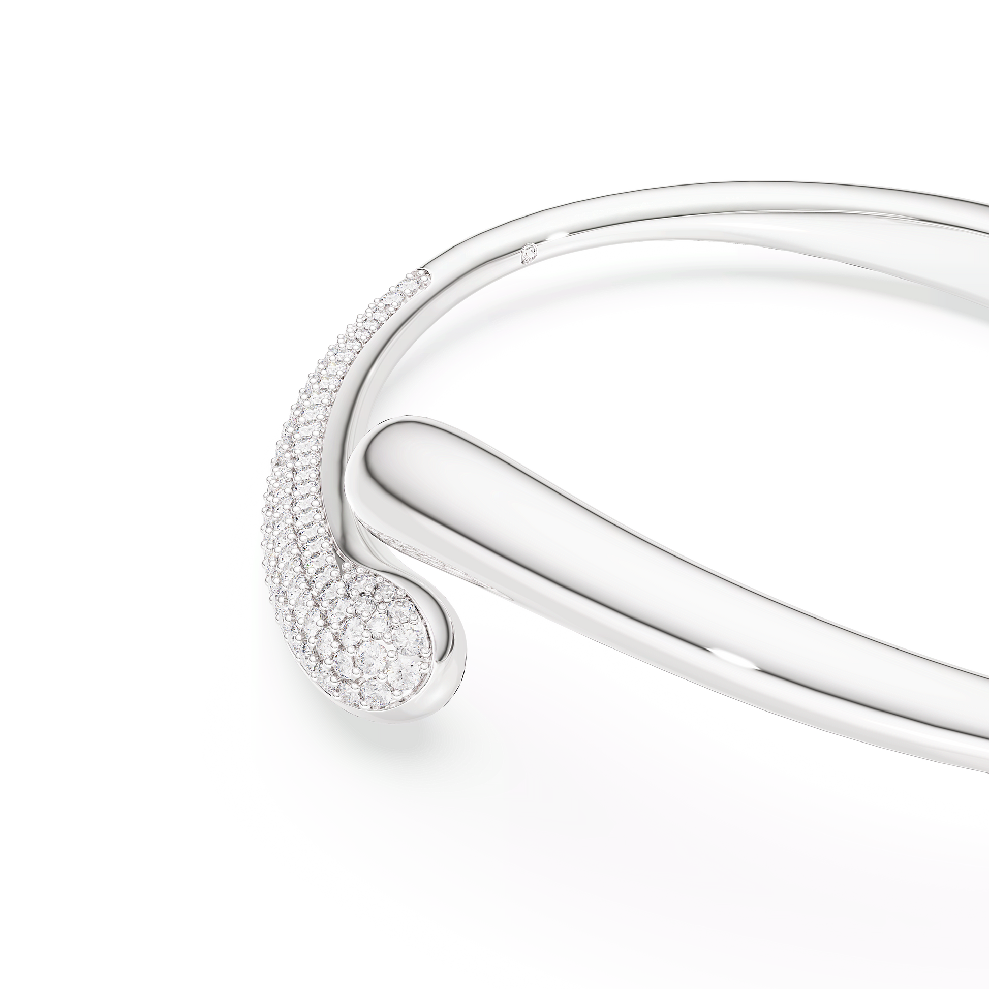 Swarovski Classica bangle, Intertwining, Round cut, White, Sterling silver