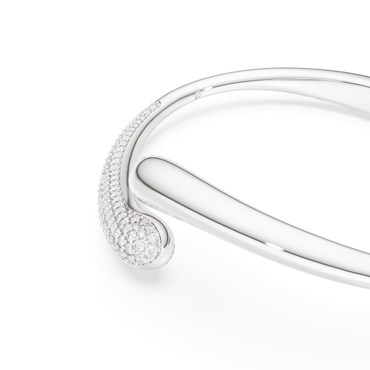 Swarovski Classica bangle, Intertwining, Round cut, White, Sterling silver