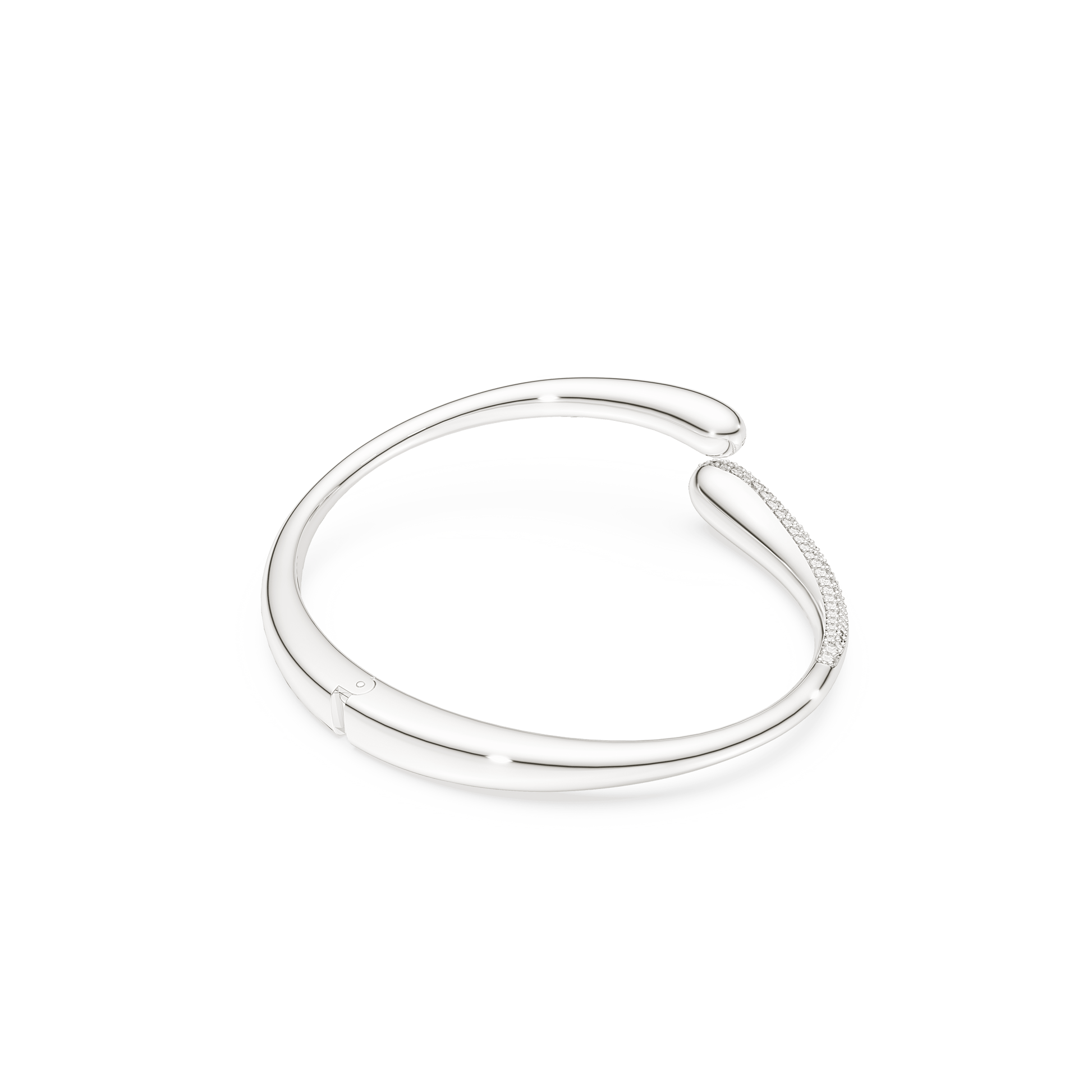 Swarovski Classica bangle, Intertwining, Round cut, White, Sterling silver