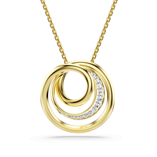 Hyperbola necklace, Round cut, White, 18K gold finish
