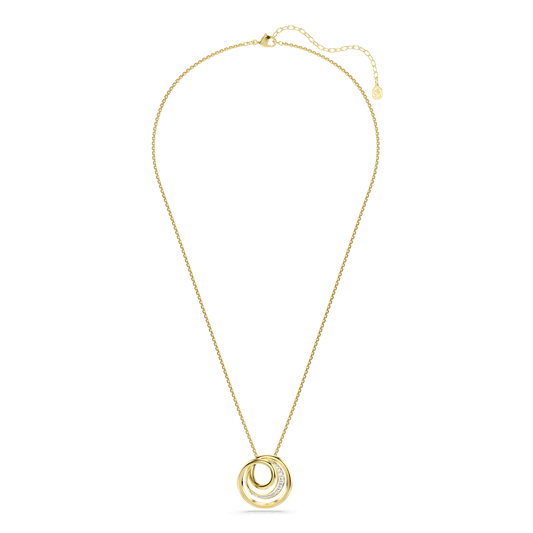 Hyperbola necklace, Round cut, White, 18K gold finish