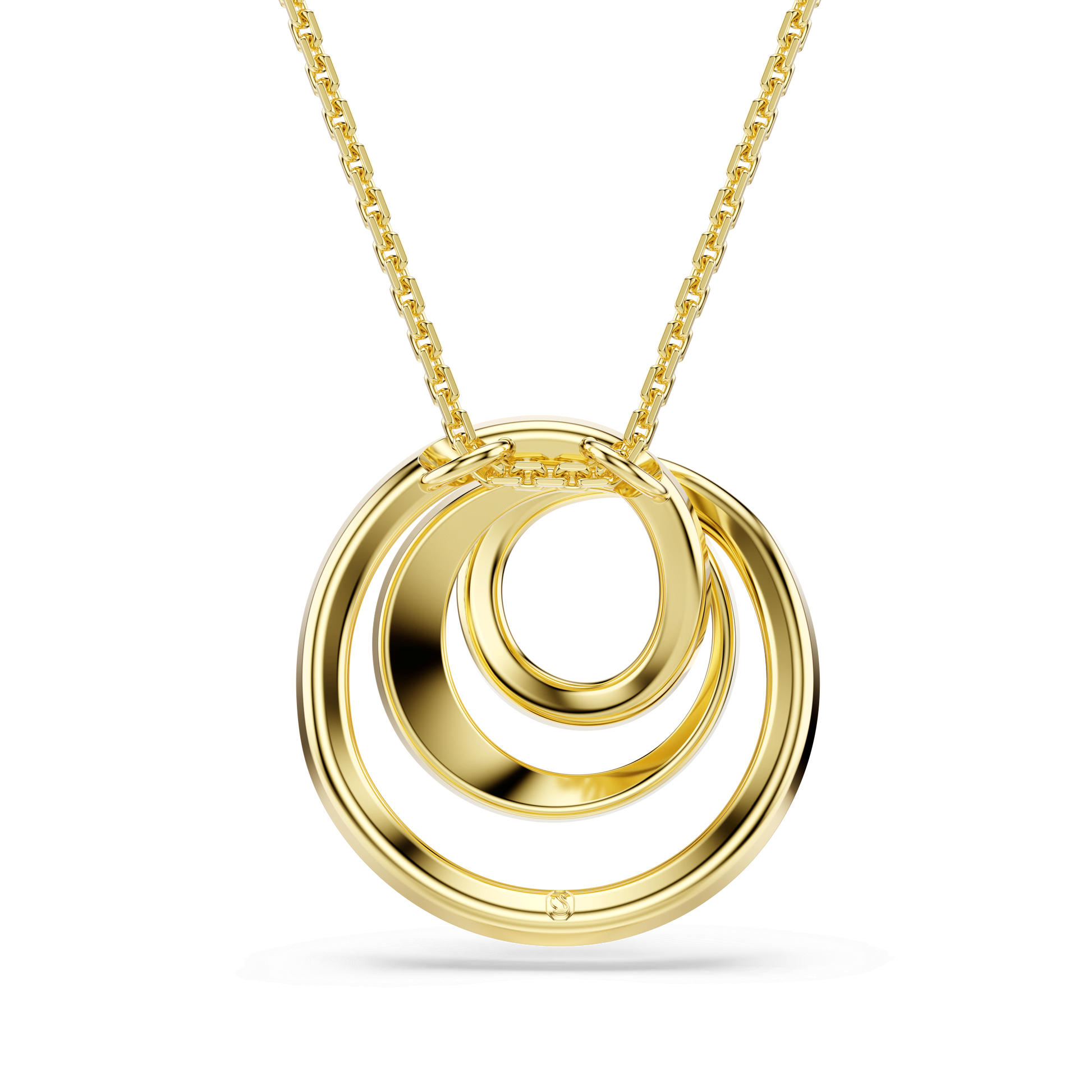 Hyperbola necklace, Round cut, White, 18K gold finish