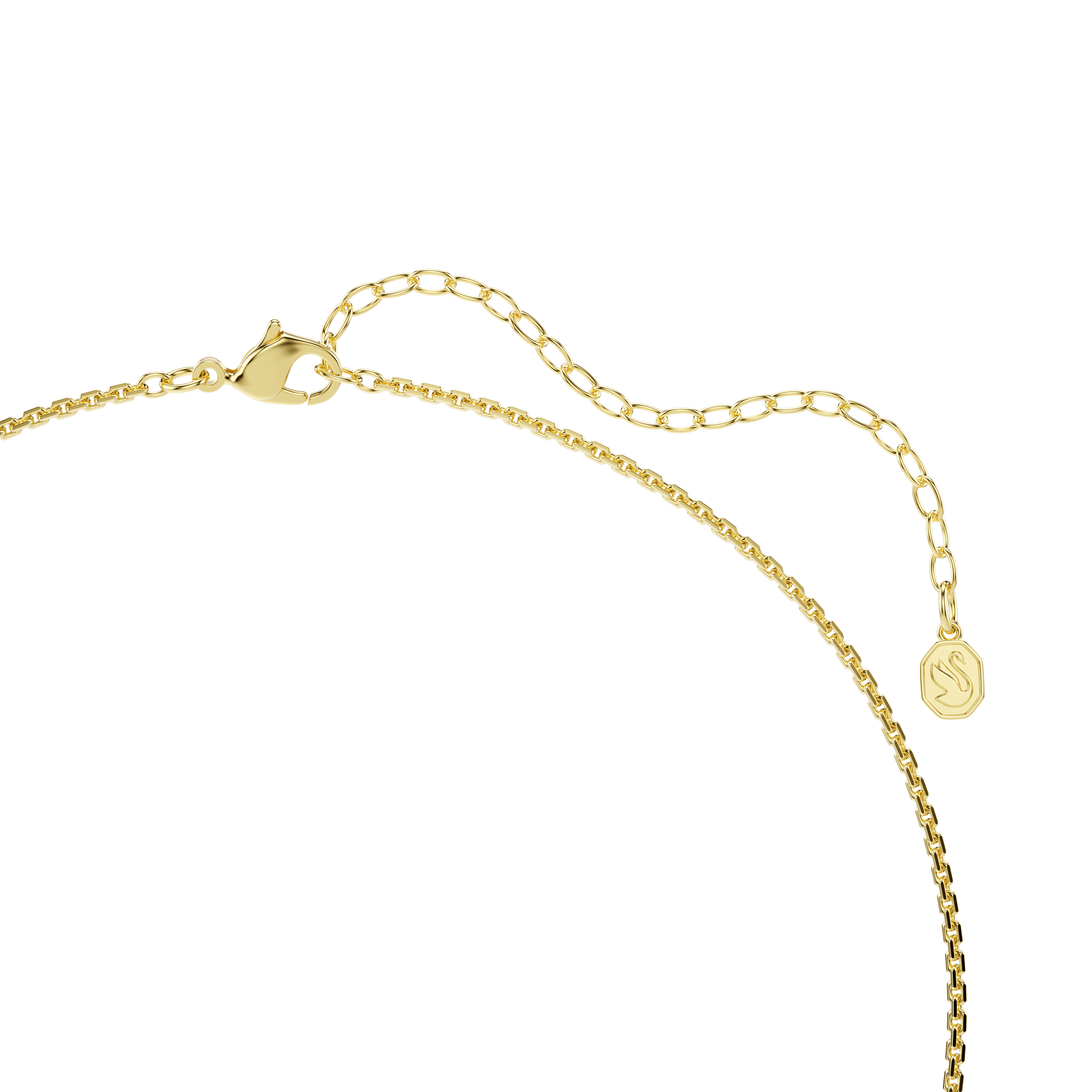 Hyperbola necklace, Round cut, White, 18K gold finish