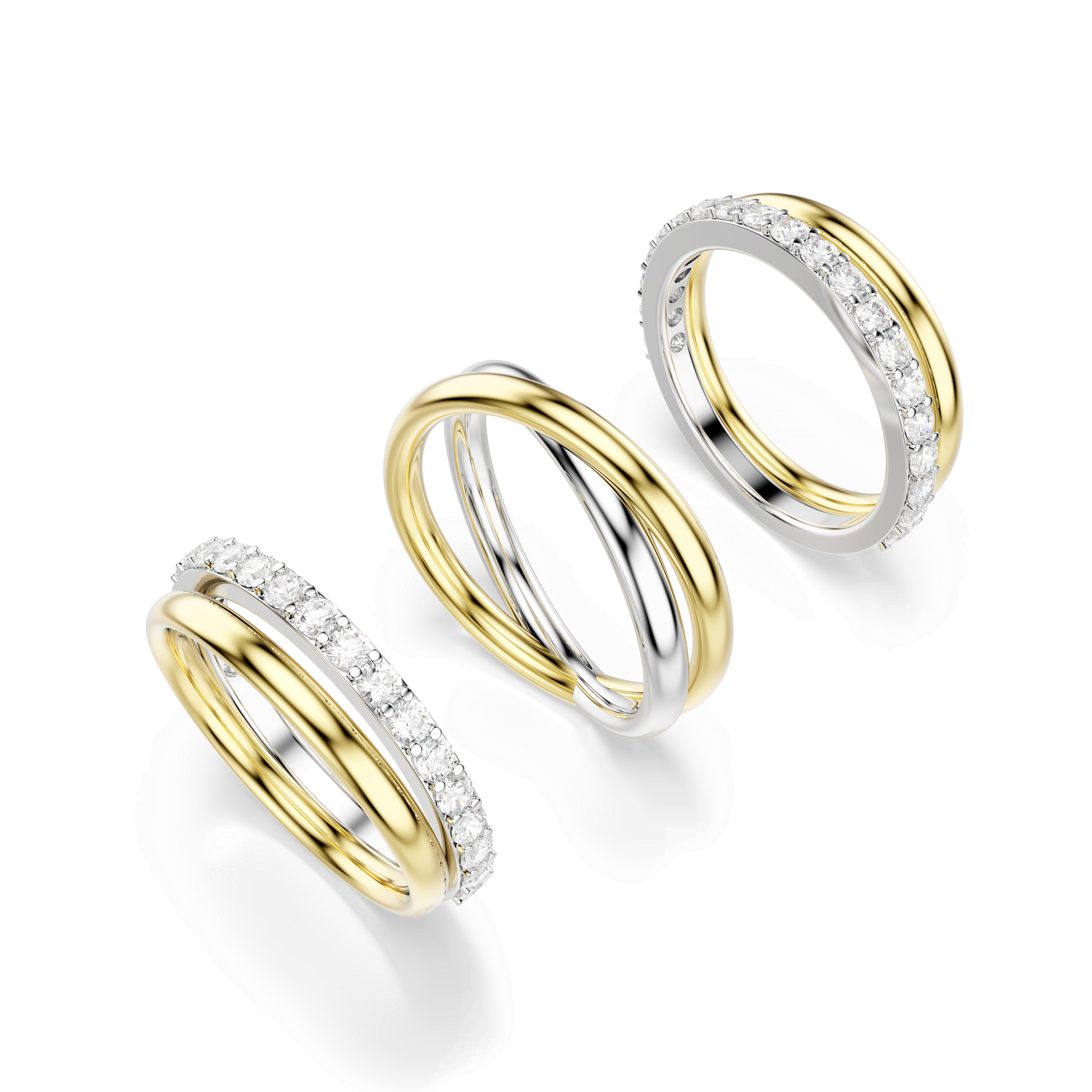 Hyperbola cocktail ring, Round cut, White, Mixed metal finish