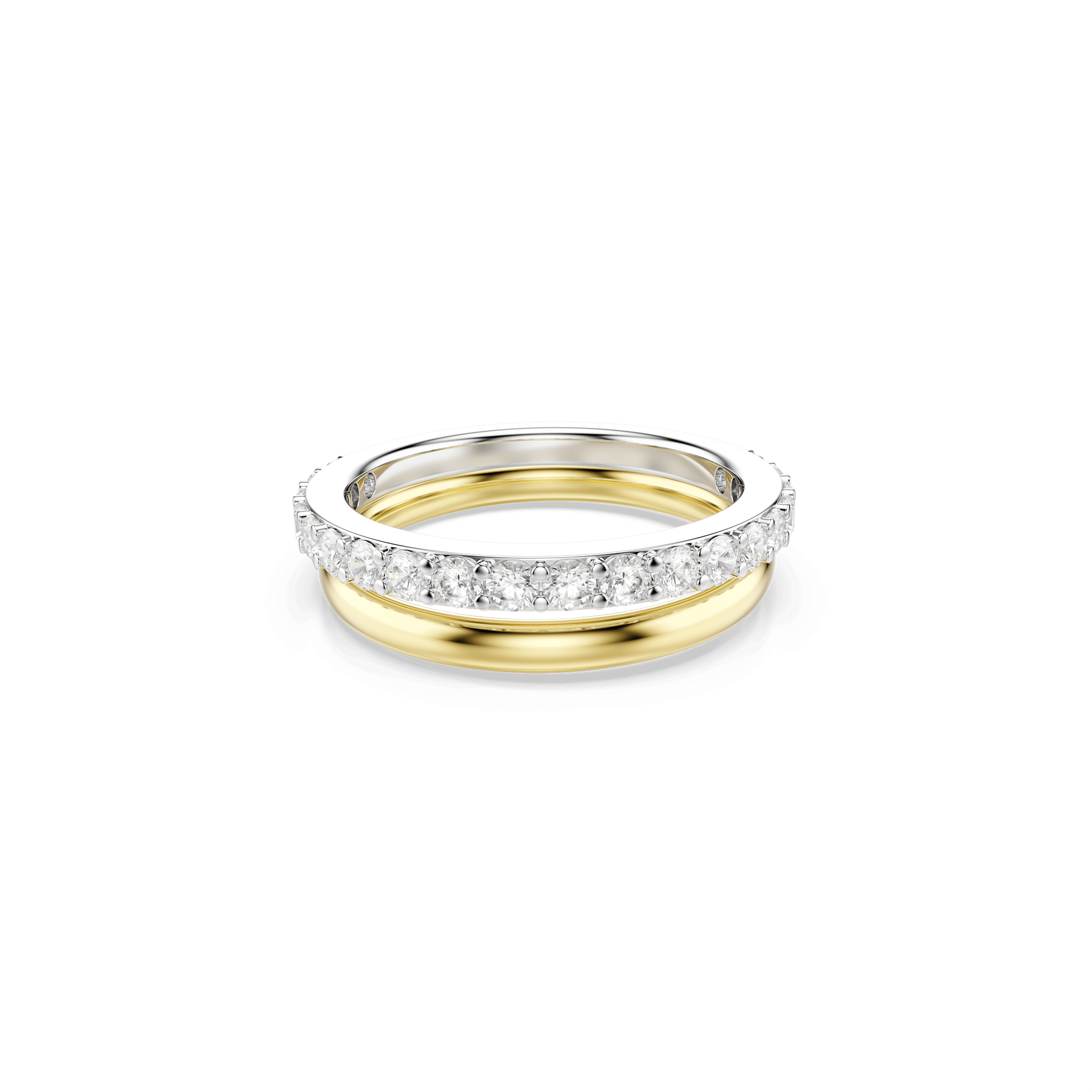 Hyperbola cocktail ring, Round cut, White, Mixed metal finish