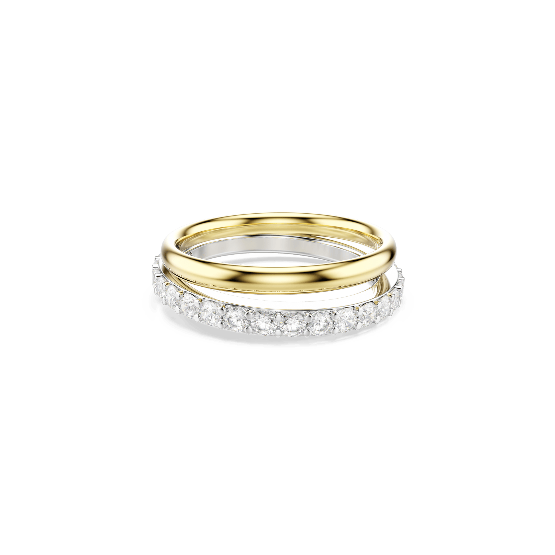 Hyperbola cocktail ring, Round cut, White, Mixed metal finish