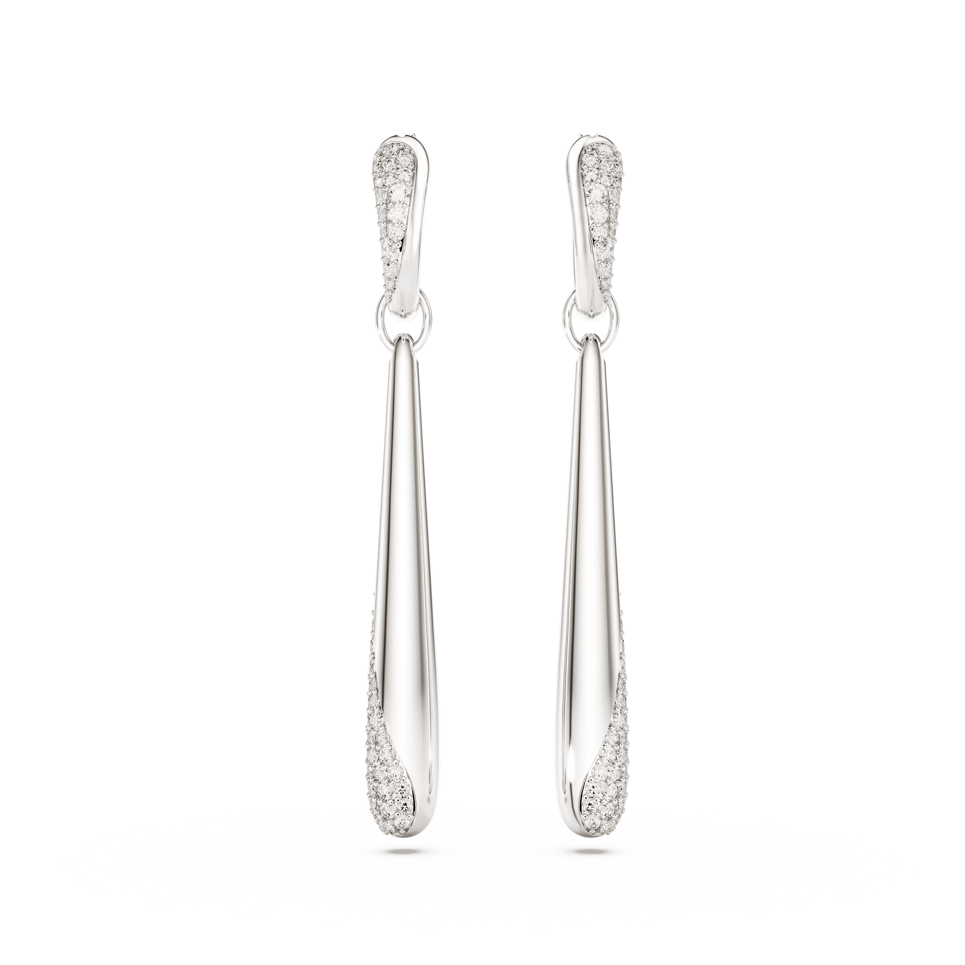 Swarovski Classica drop and hoop earrings, Round cut, White, Sterling silver