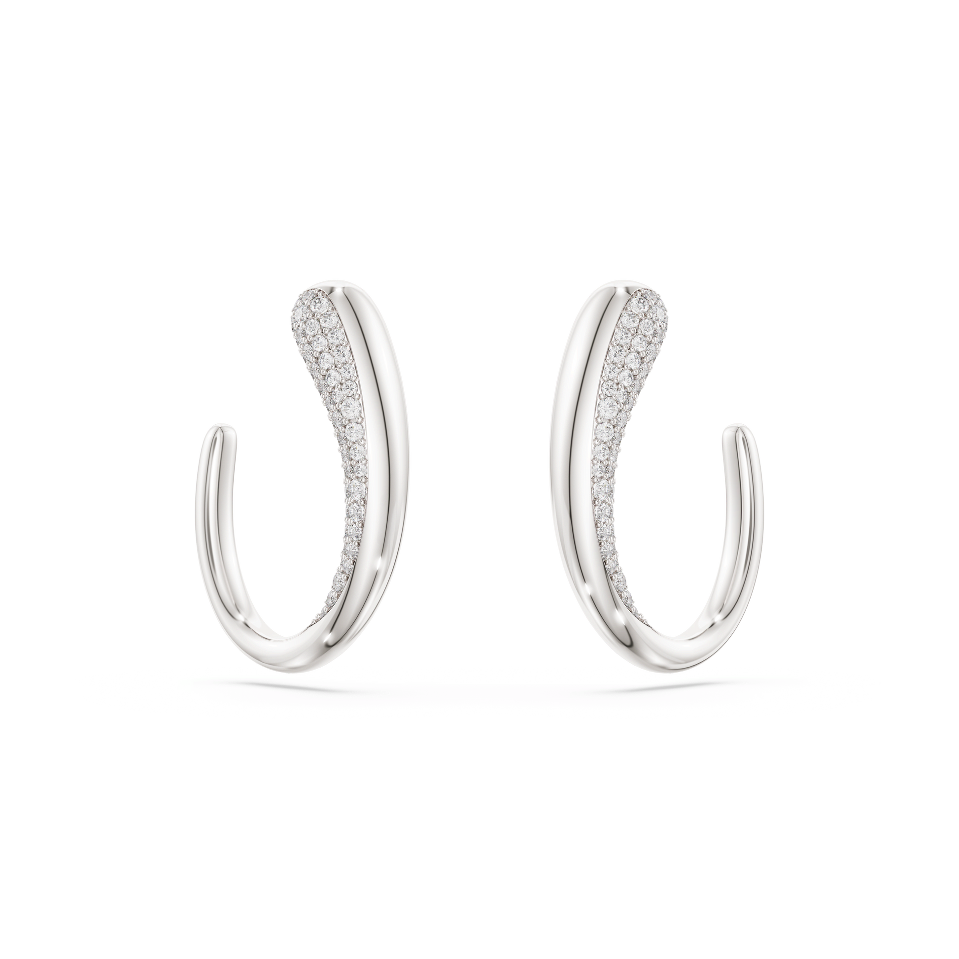 Swarovski Classica hoop earrings, Round cut, White, Sterling silver