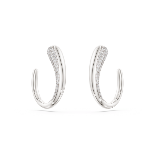 Swarovski Classica hoop earrings, Round cut, White, Sterling silver
