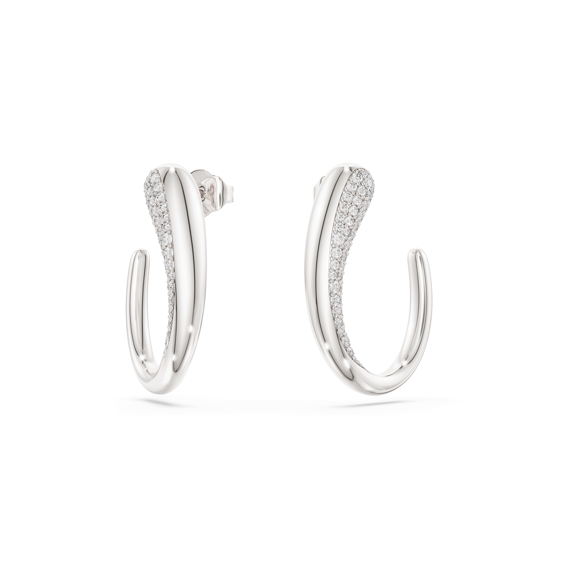 Swarovski Classica hoop earrings, Round cut, White, Sterling silver