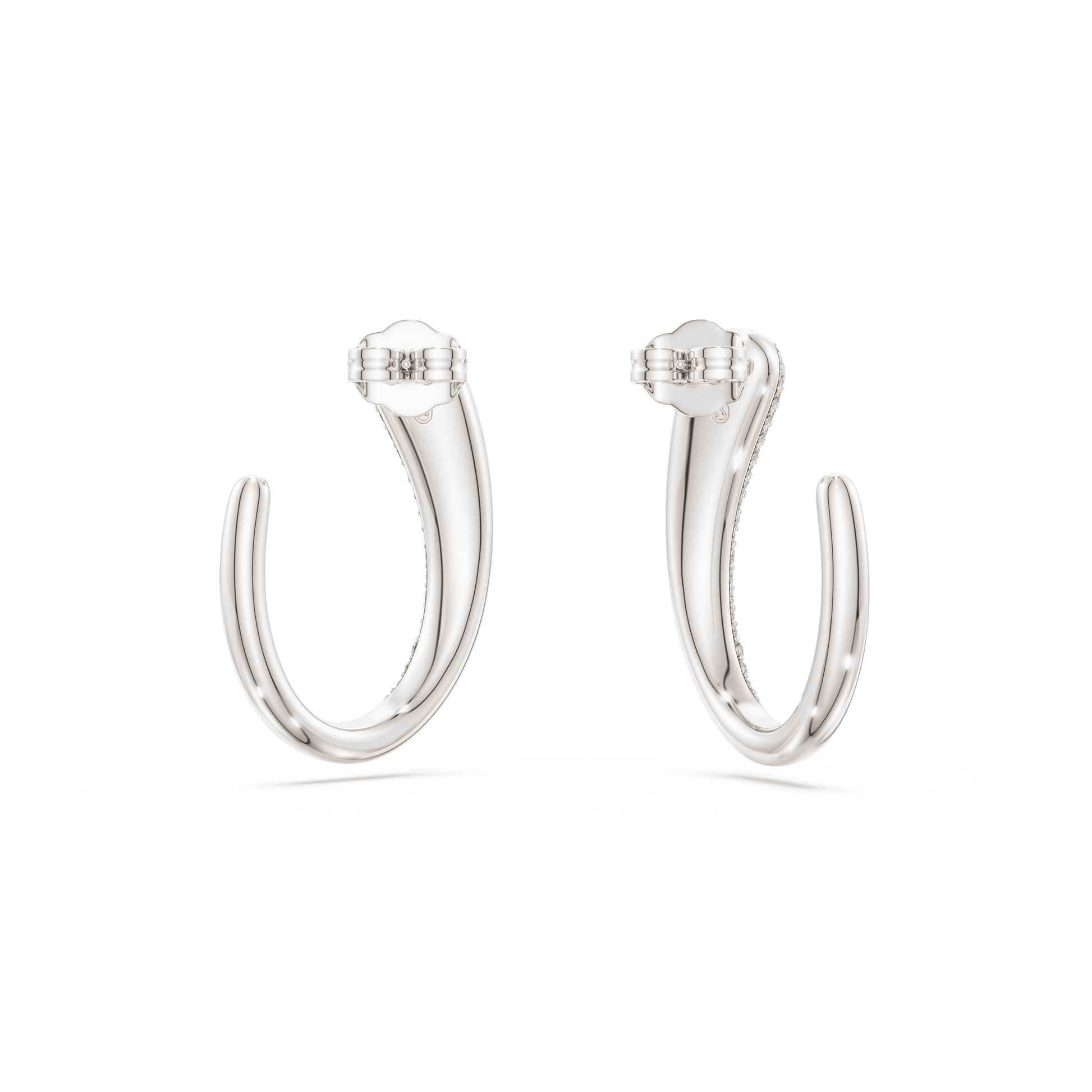 Swarovski Classica hoop earrings, Round cut, White, Sterling silver