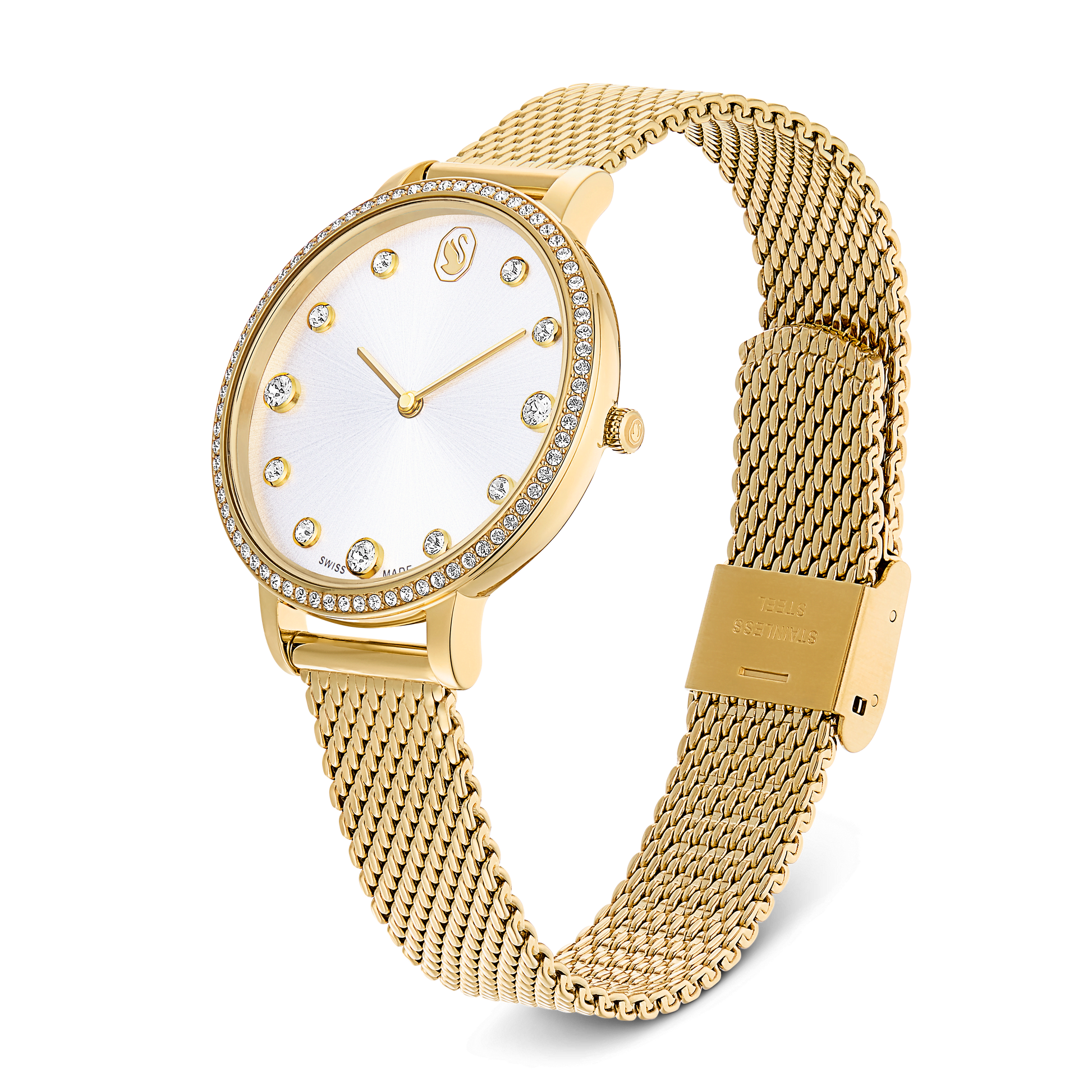 Clarica watch, Swiss Made, Metal bracelet, Gold tone, Gold-tone finish