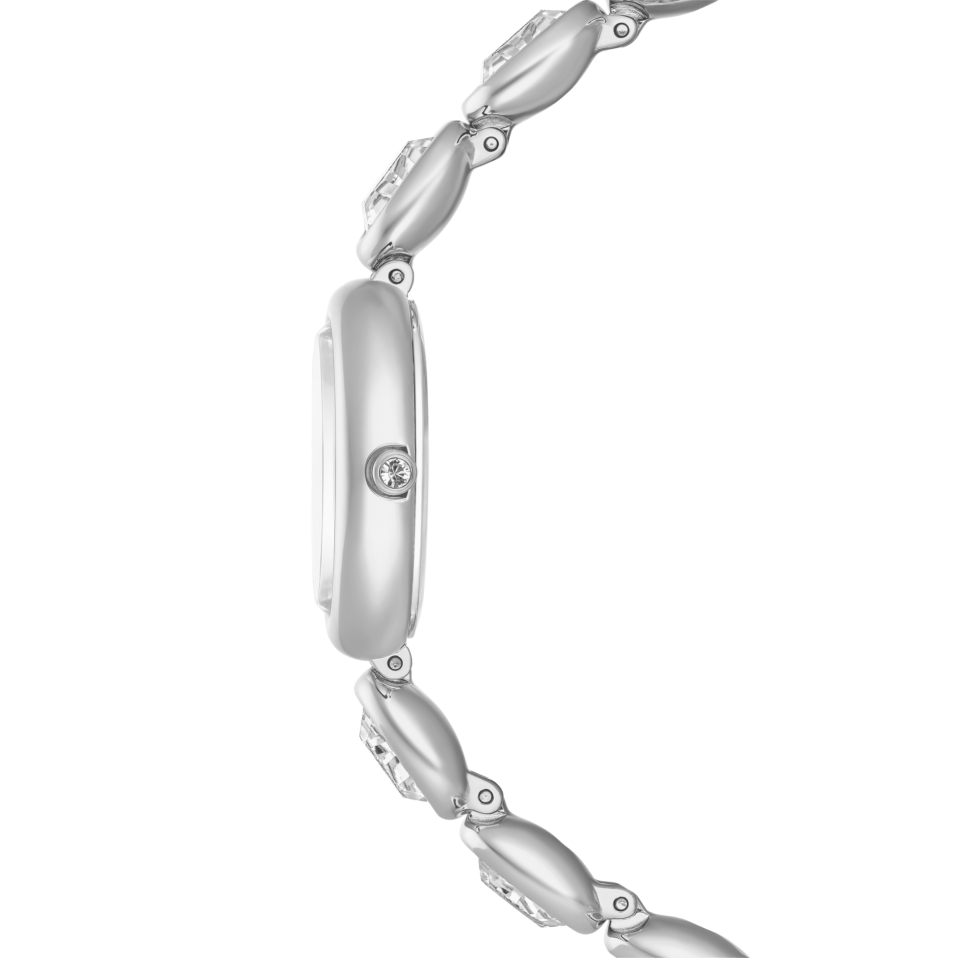 Imber oval watch, Swiss Made, Metal bracelet, Silver tone, Stainless steel