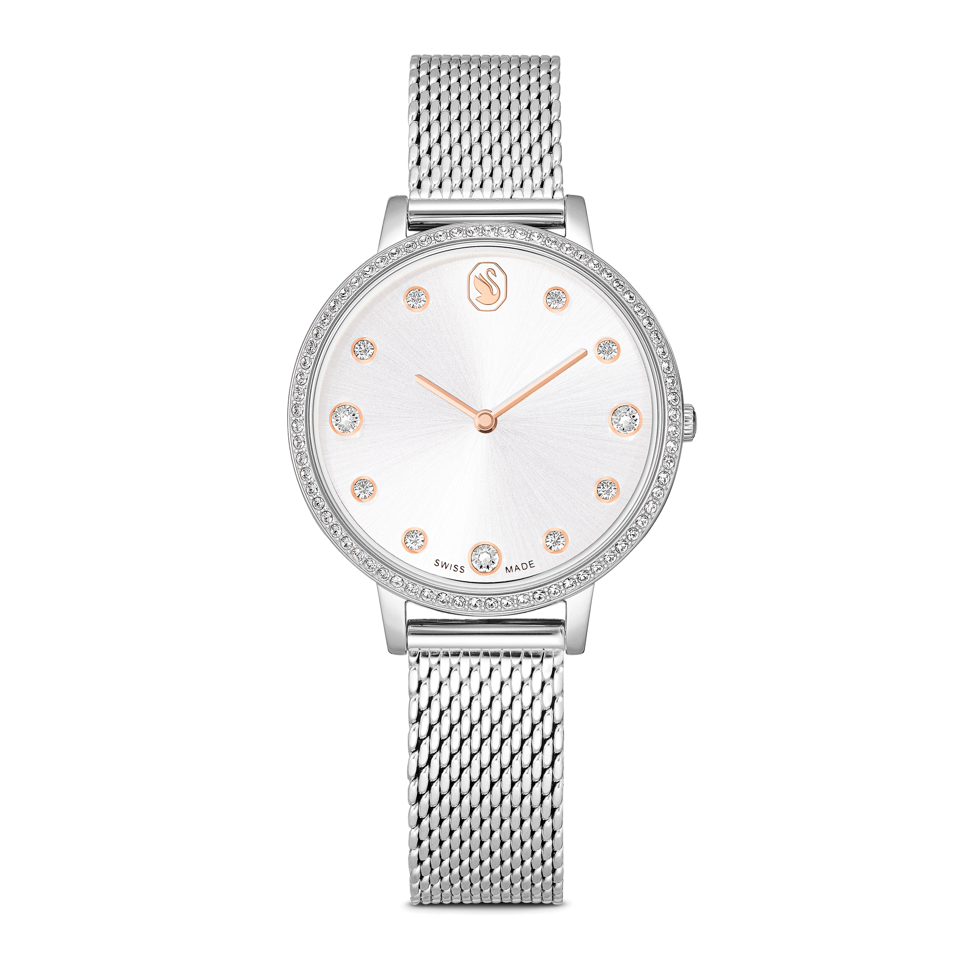 Clarica watch, Swiss Made, Metal bracelet, Silver tone, Stainless steel
