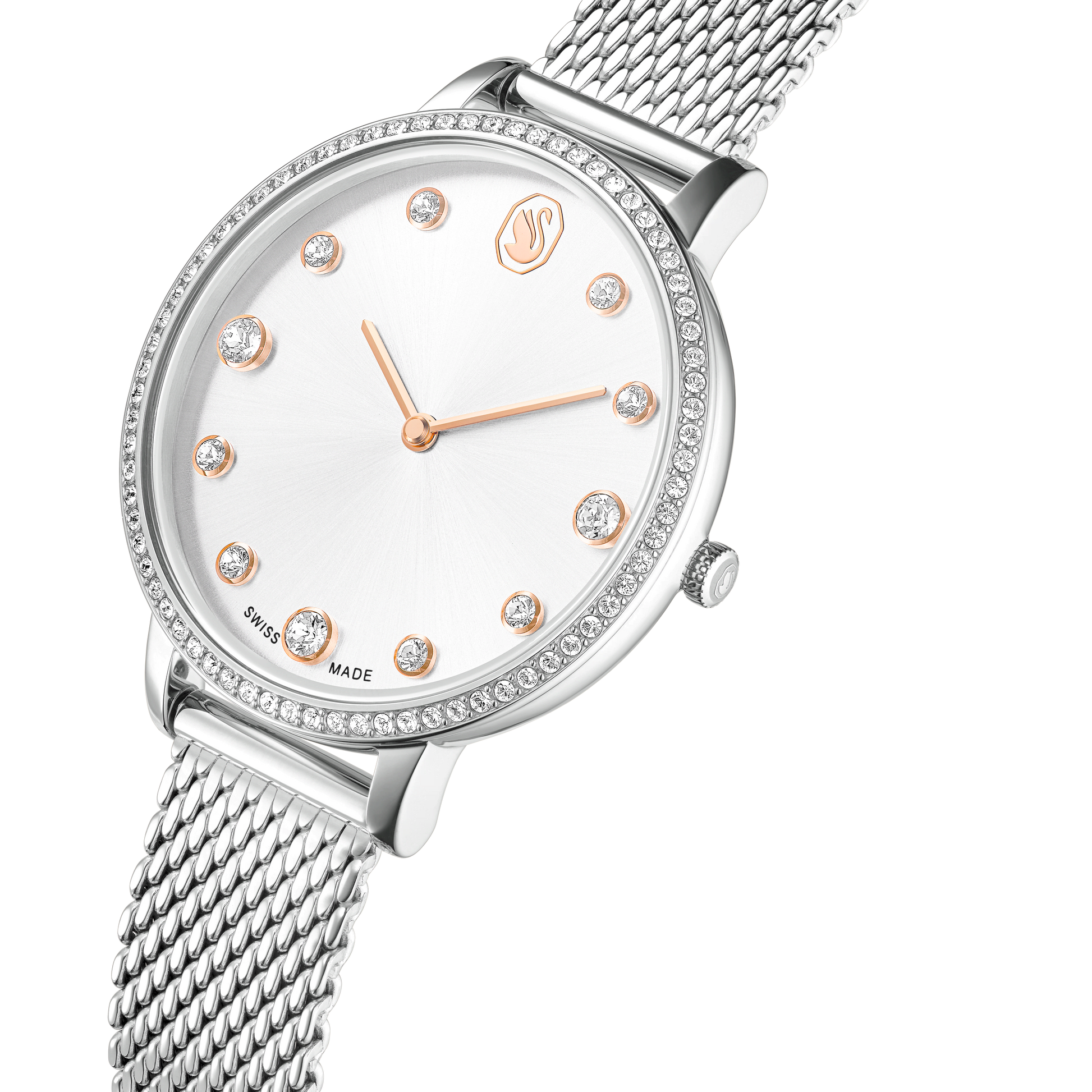 Clarica watch, Swiss Made, Metal bracelet, Silver tone, Stainless steel