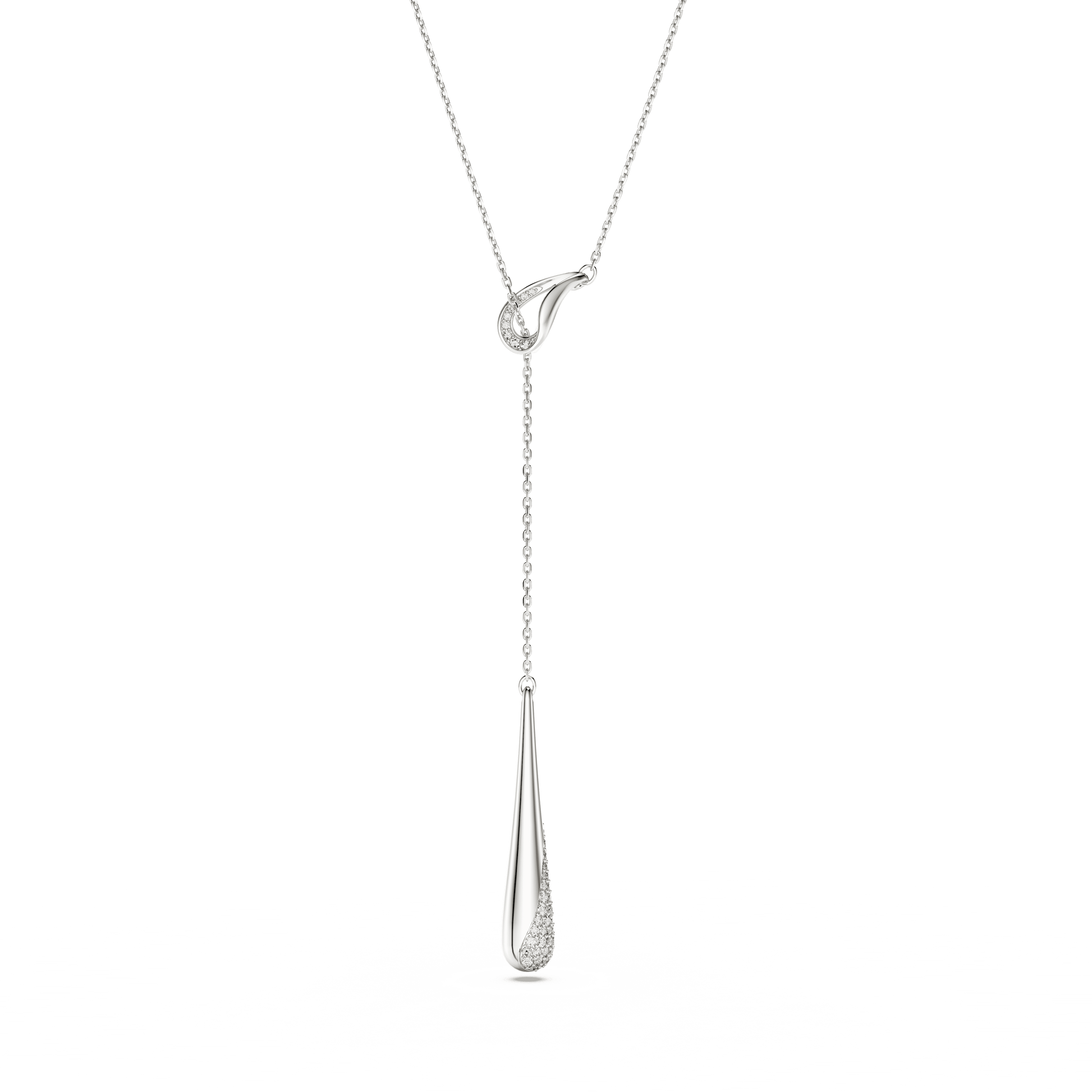 Swarovski Classica Y pendant, Round cut, White, Sterling silver