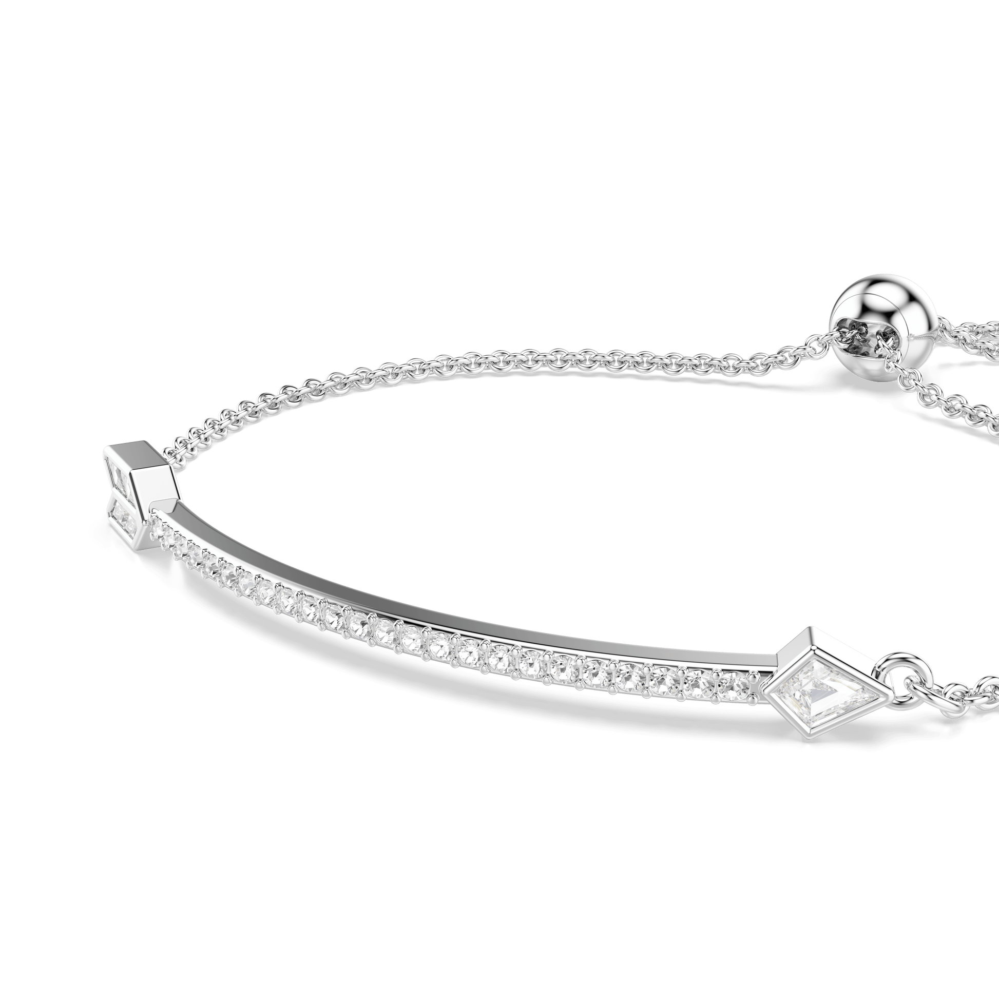 Idyllia bracelet, Mixed cuts, Arrow, White, Rhodium plated