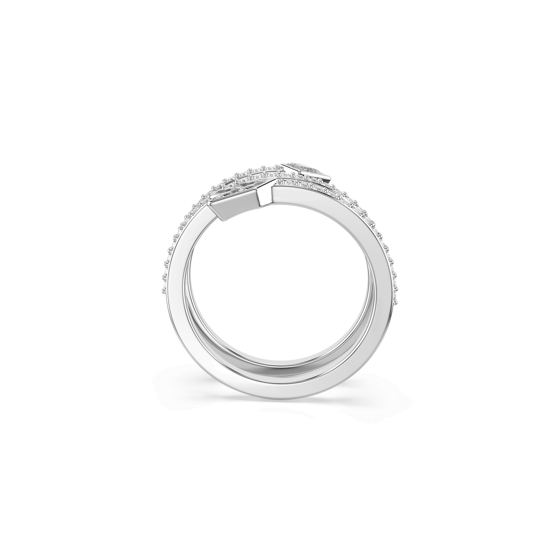 Idyllia motif ring, Mixed cuts, Arrow, White, Rhodium plated