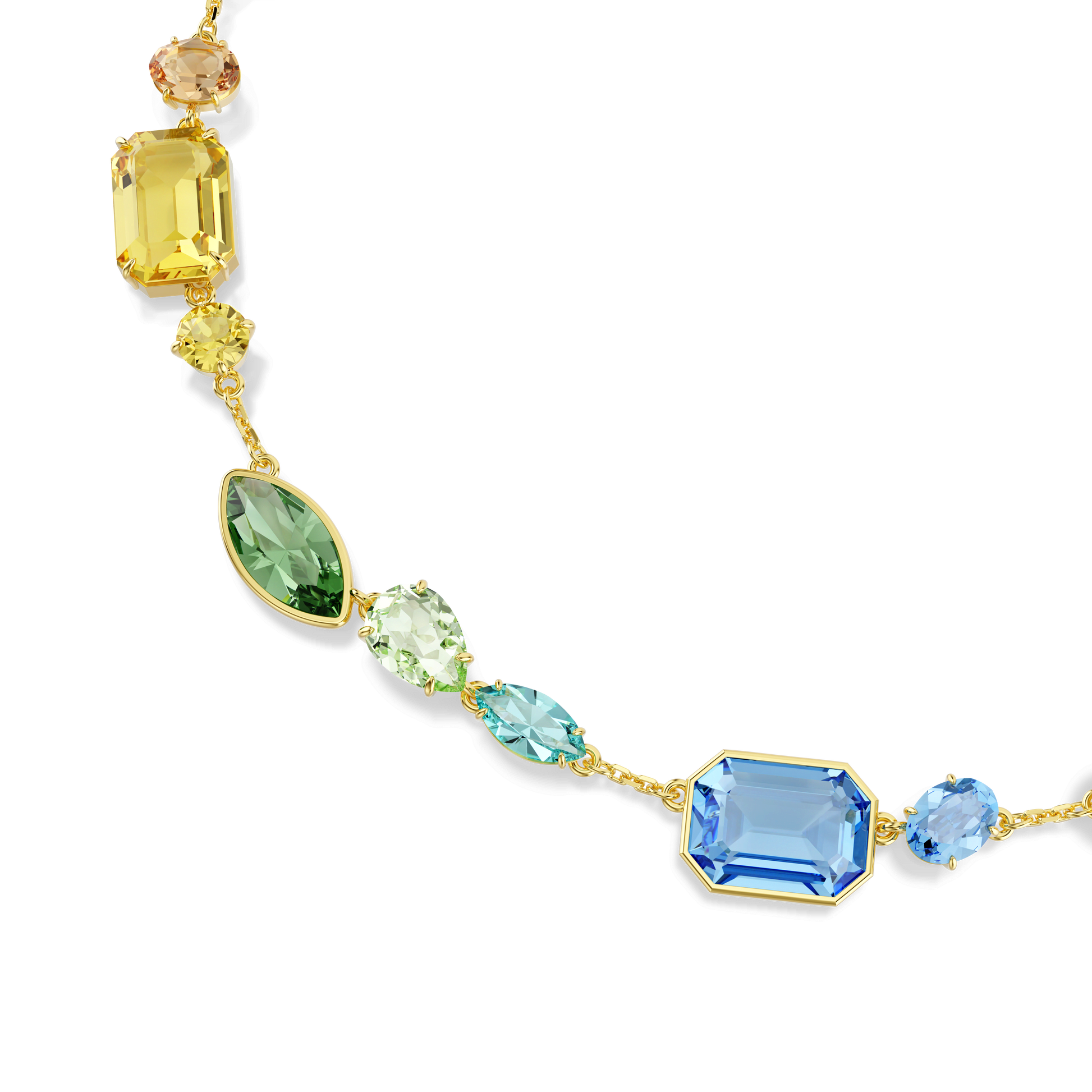Gema necklace, Mixed cuts, Multicolored, 18K gold finish