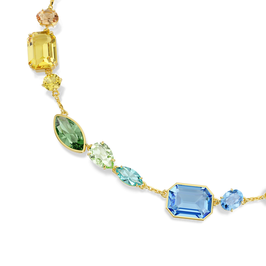 Gema necklace, Mixed cuts, Multicolored, 18K gold finish